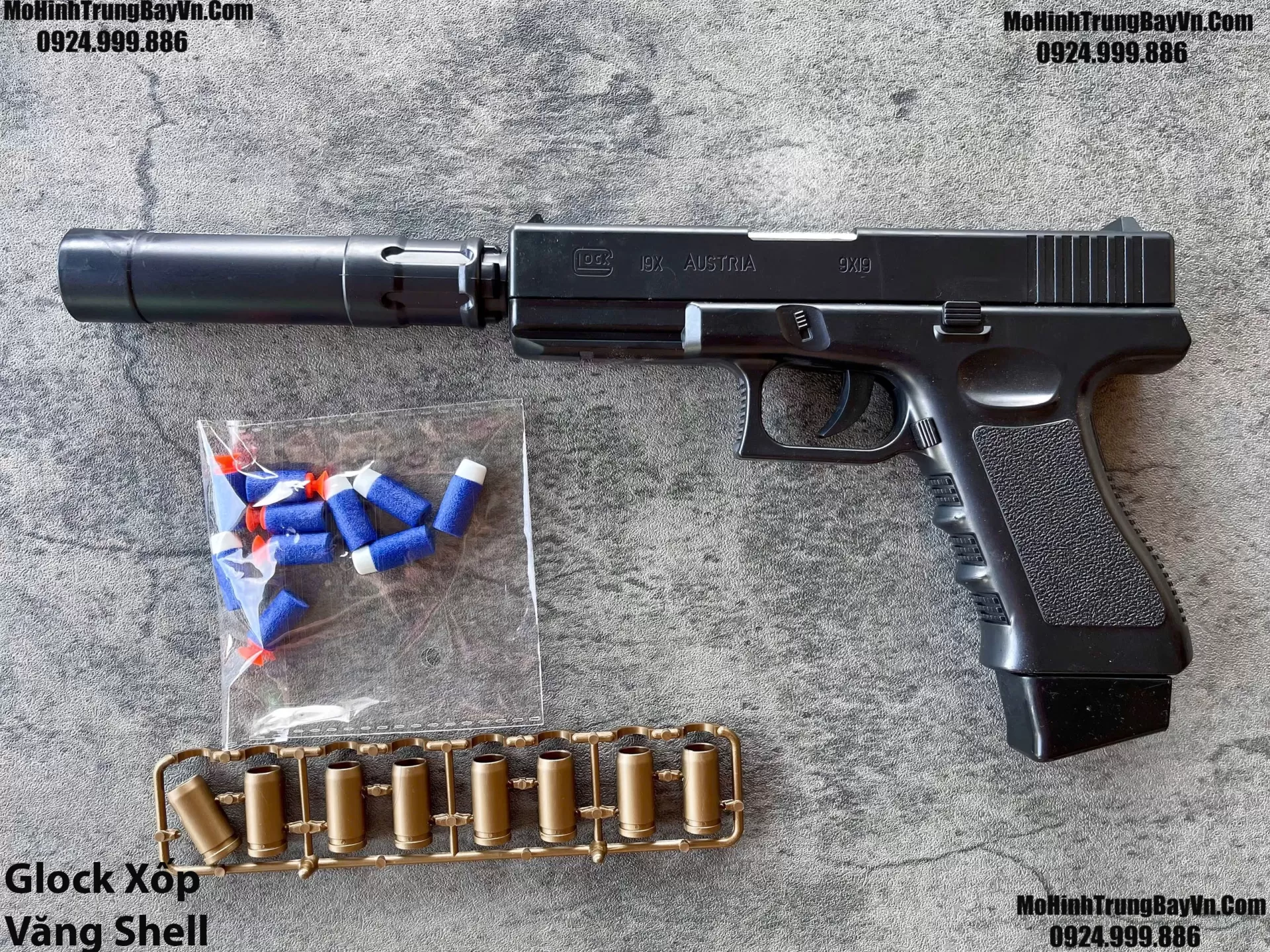 Súng Đạn Xốp Glock Văng Shell Giá Rẻ Tỉ Lệ 1:1 Cầm Chắc Tay Glock17 Glock18 Glock19