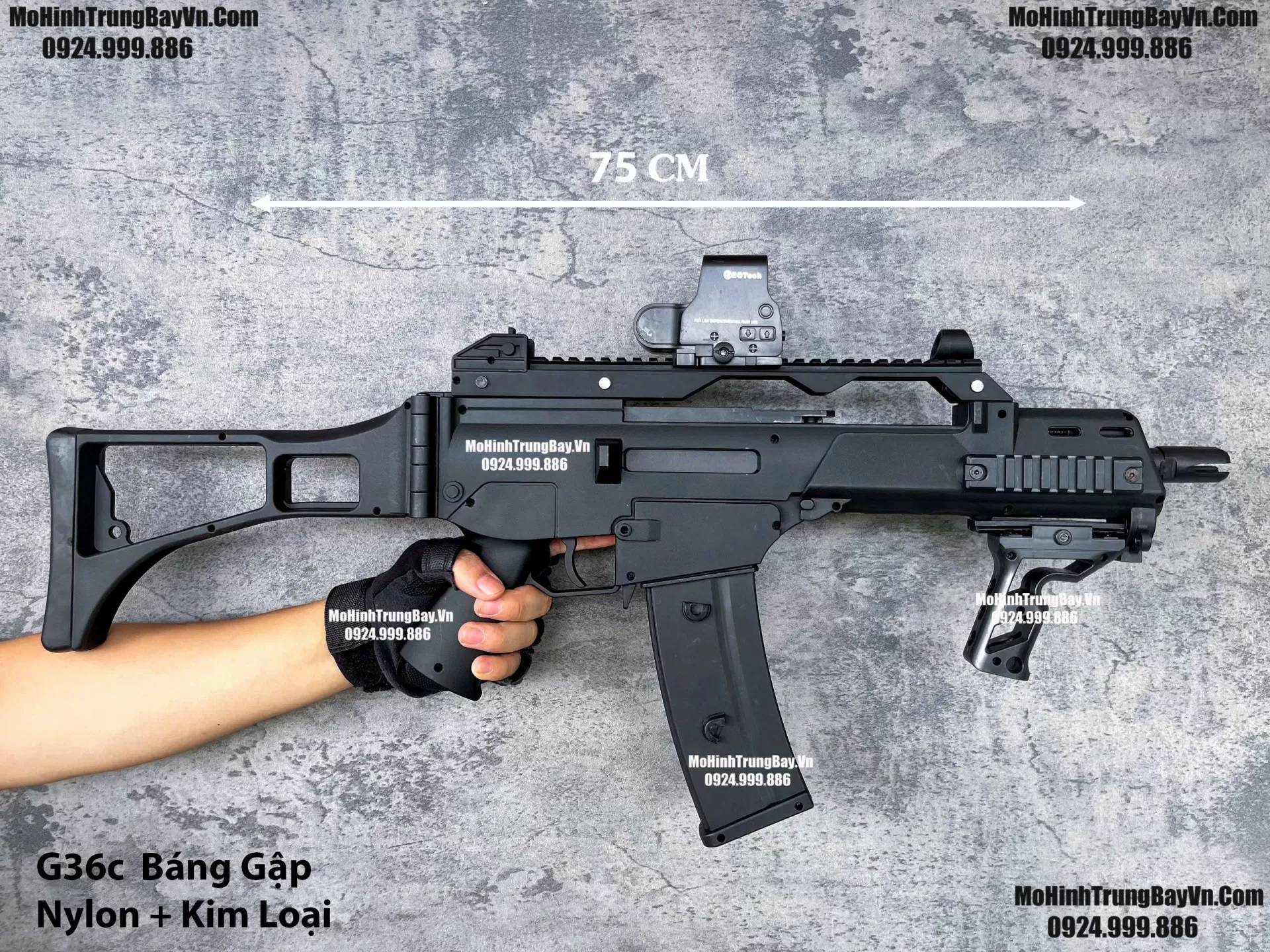 Súng Đạn Thạch SMG G36c Báng Gập Auto Liên Thanh Cao Cấp Nòng Kim Loại