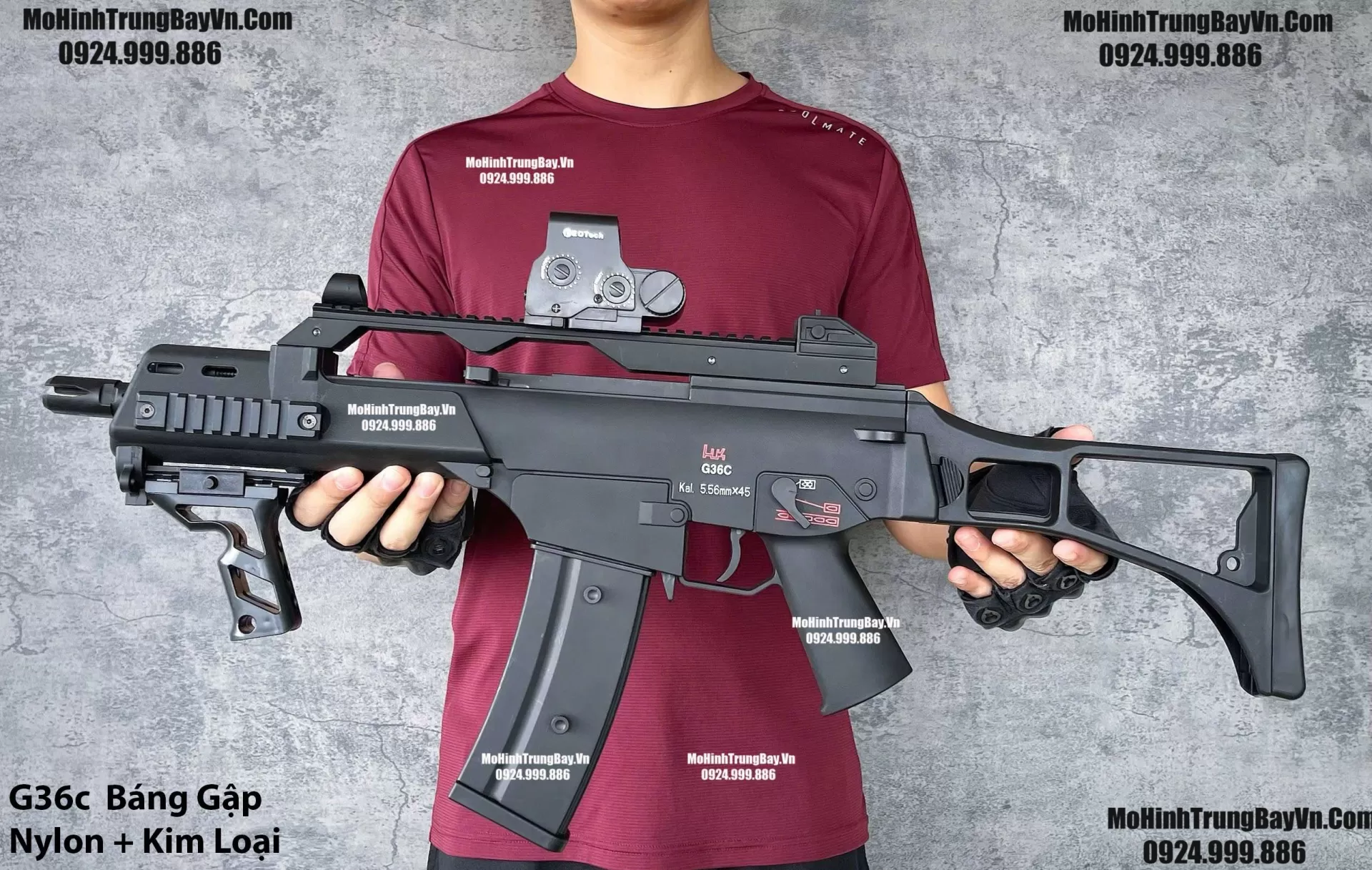 Súng Đạn Thạch SMG G36c Báng Gập Auto Liên Thanh Cao Cấp Nòng Kim Loại