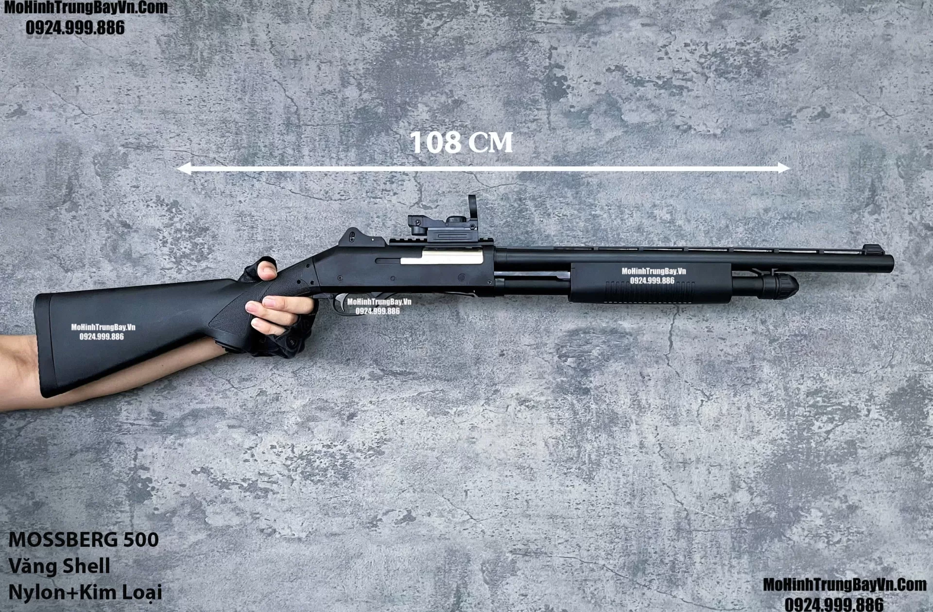 Súng Shotgun MossBerg 500 Bắn Đạn Thạch+Xốp Màu Đen Tỉ Lệ 1:1 Cực Nặng Tay M870 M1897 M1887 Mohinhtrungbay Mohinhtrungbay.vn