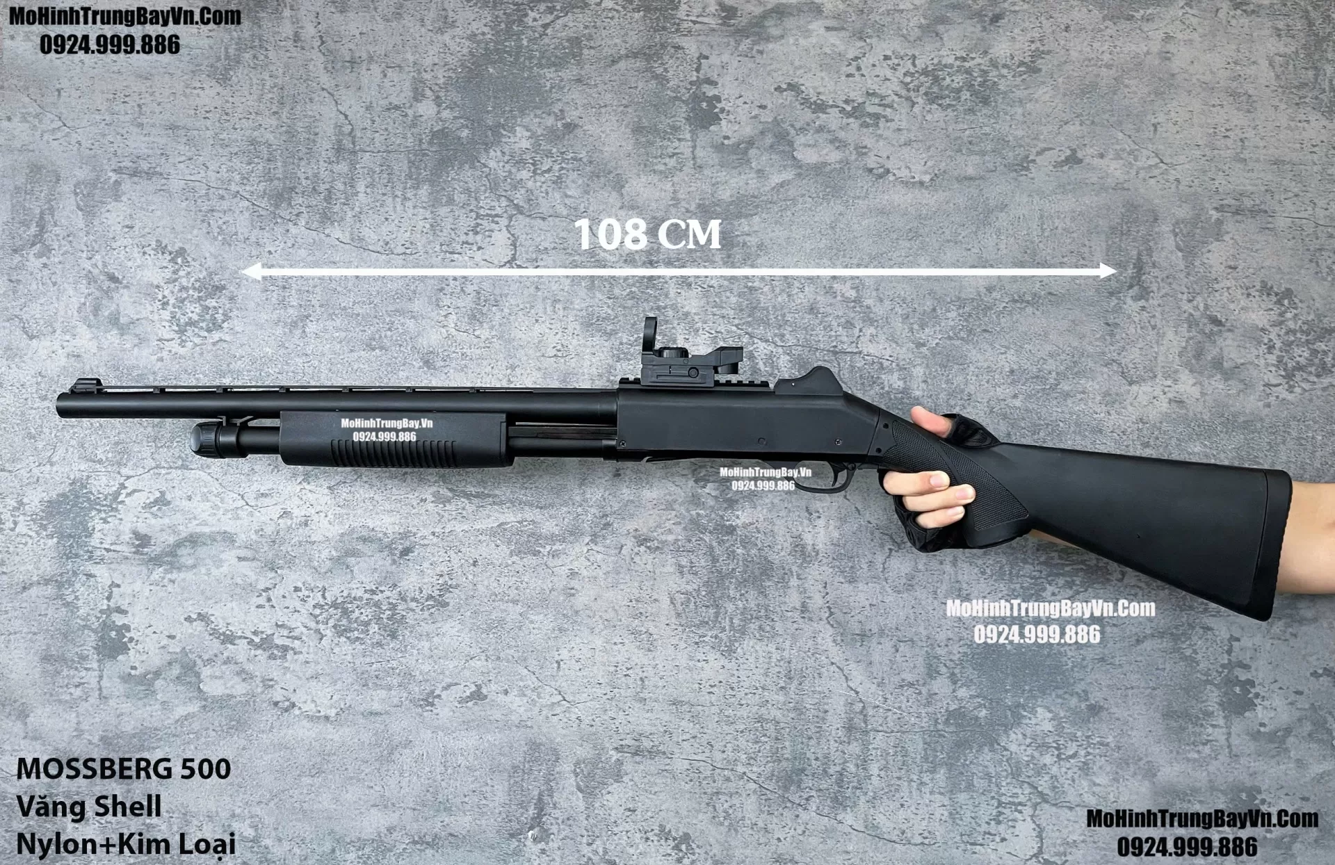 Súng Shotgun MossBerg 500 Bắn Đạn Thạch+Xốp Màu Đen Tỉ Lệ 1:1 Cực Nặng Tay M870 M1897 M1887 Mohinhtrungbay Mohinhtrungbay.vn