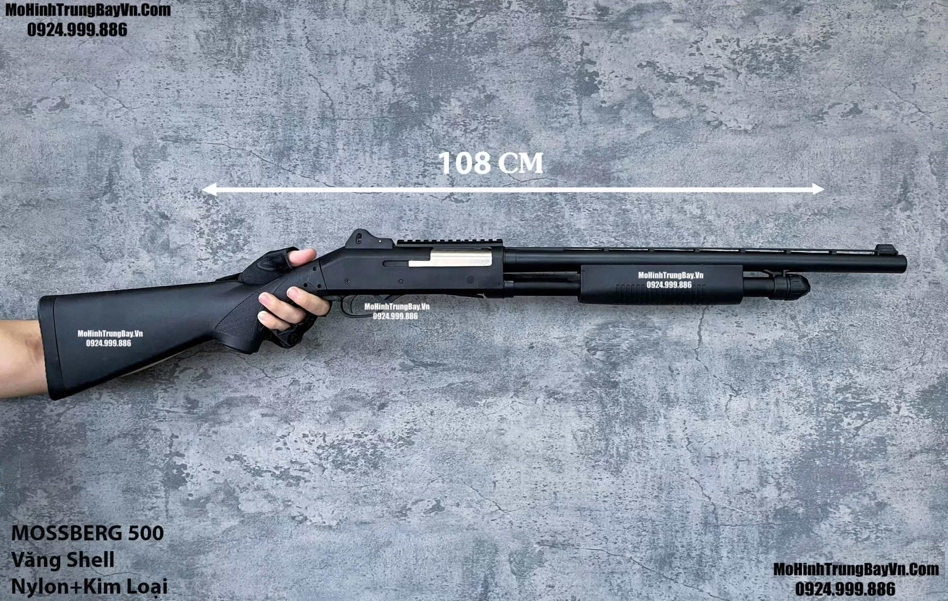 Súng Shotgun MossBerg 500 Bắn Đạn Thạch+Xốp Màu Đen Tỉ Lệ 1:1 Cực Nặng Tay M870 M1897 M1887 Mohinhtrungbay Mohinhtrungbay.vn