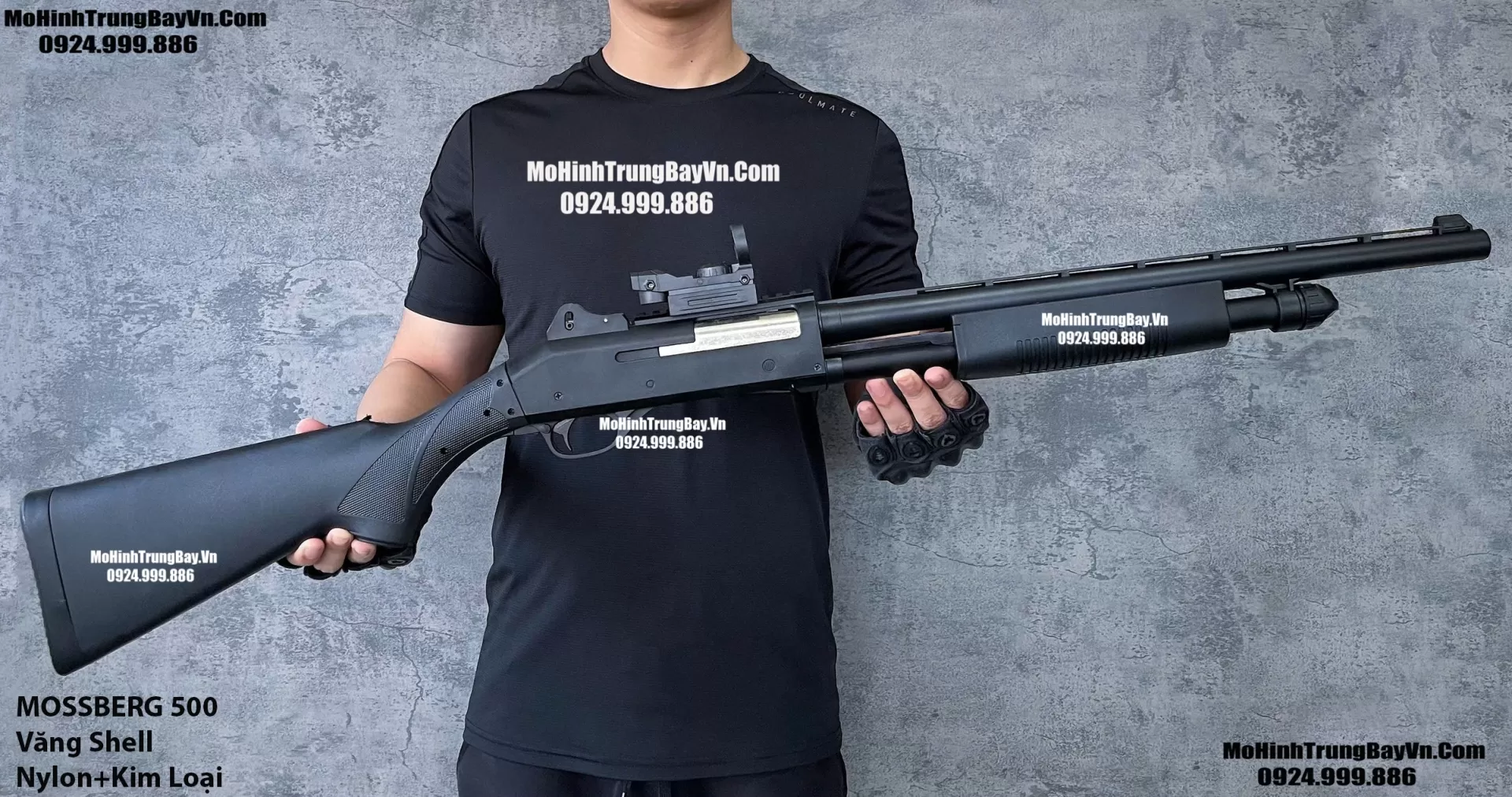Súng Shotgun MossBerg 500 Bắn Đạn Thạch+Xốp Màu Đen Tỉ Lệ 1:1 Cực Nặng Tay M870 M1897 M1887 Mohinhtrungbay Mohinhtrungbay.vn