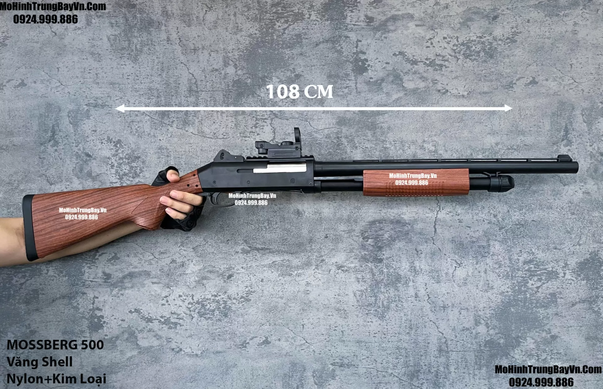 Súng Shotgun MossBerg 500 Bắn Đạn Thạch+Xốp Màu Gỗ Tỉ Lệ 1:1 Cực Nặng Tay M870 M1897 M1887 Mohinhtrungbay Mohinhtrungbay.vn
