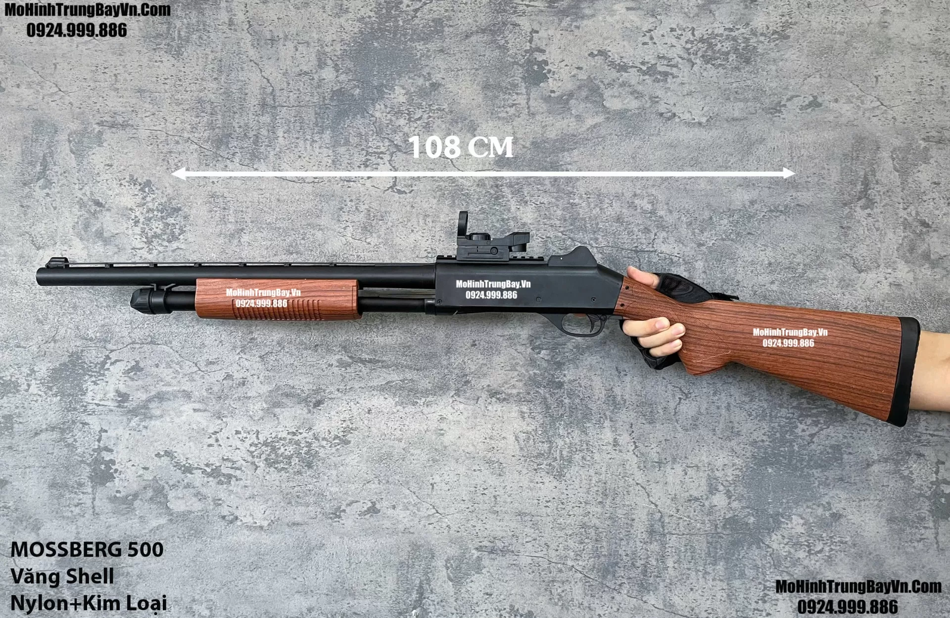 Súng Shotgun MossBerg 500 Bắn Đạn Thạch+Xốp Màu Gỗ Tỉ Lệ 1:1 Cực Nặng Tay M870 M1897 M1887 Mohinhtrungbay Mohinhtrungbay.vn