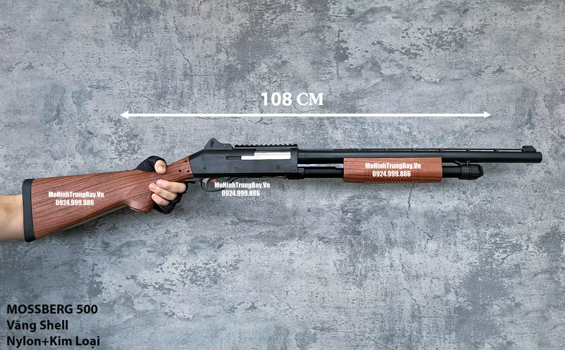Súng Shotgun MossBerg 500 Bắn Đạn Thạch+Xốp Màu Gỗ Tỉ Lệ 1:1 Cực Nặng Tay M870 M1897 M1887 Mohinhtrungbay Mohinhtrungbay.vn