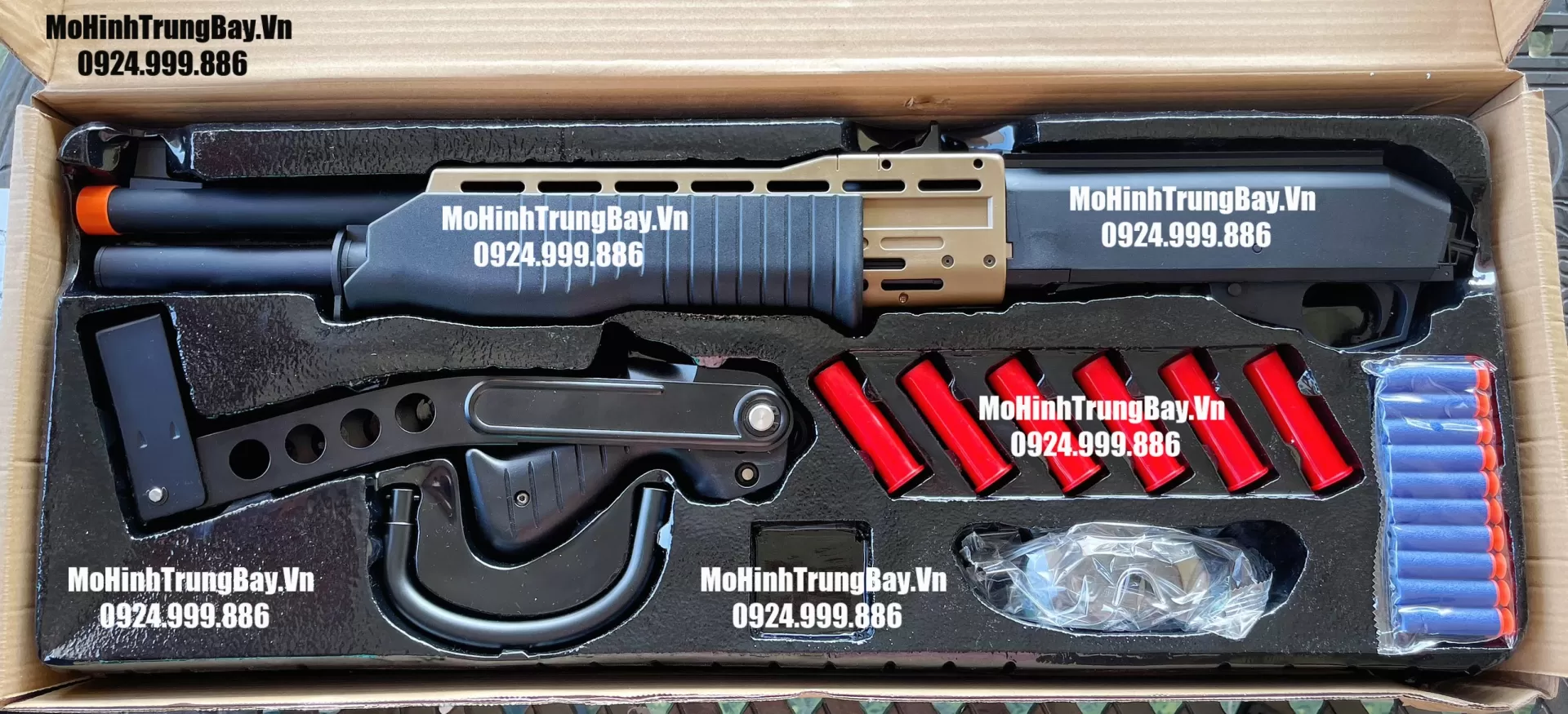 ShotGun Spas12 Văng Shell Cao Cấp Full Phụ Kiện Lực Cực Mạnh Đạn Thạch Và Xốp