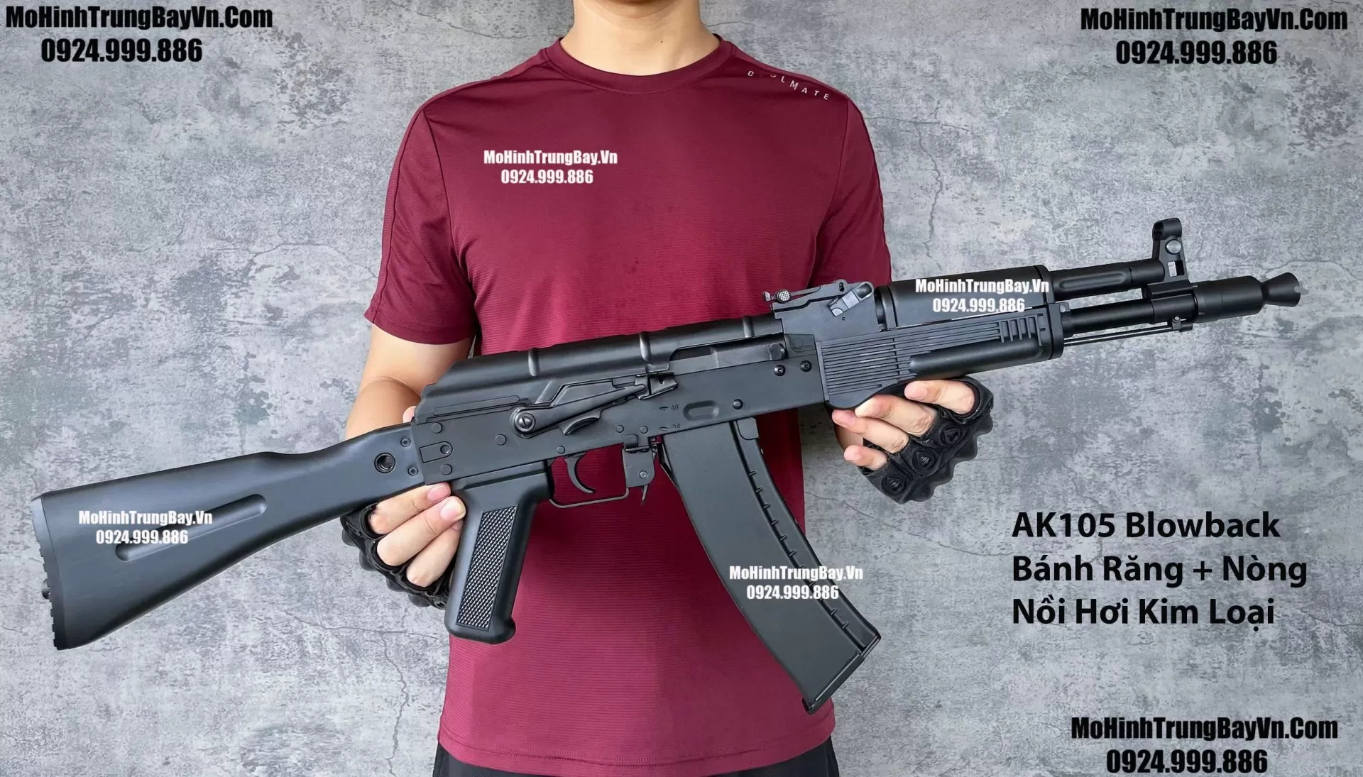 Súng Đạn Thạch AK105 Blowback Bánh Răng Kim Loại Cực Mạnh Giá Rẻ AKS AK47 AK102 AKM AK74 AKU