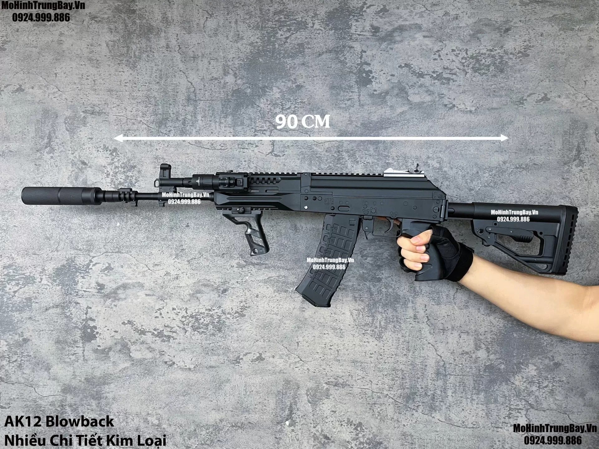 Súng Đạn Thạch AK12  Báng Gập Blowback Bánh Răng Kim Loại AKS AK47 AK102 AKM AK74 AKU