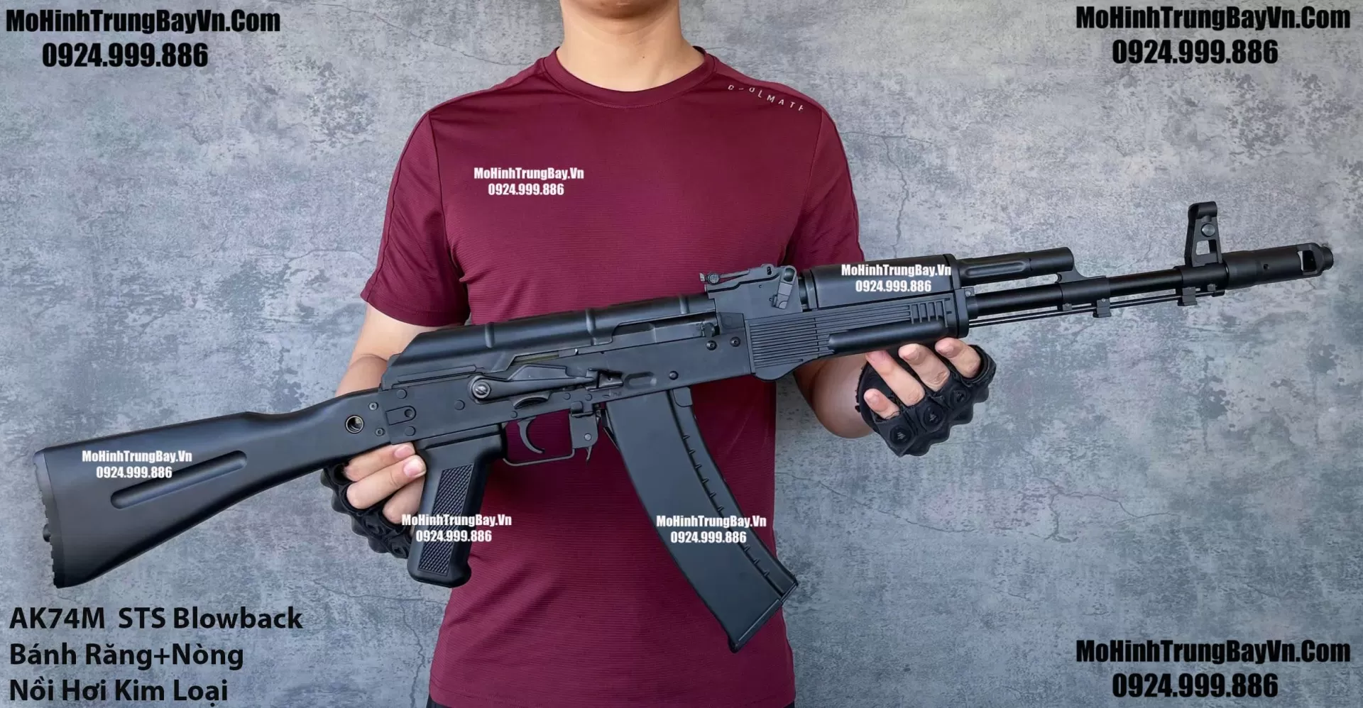 Súng Đạn Thạch AK74M Blowback Bánh Răng Kim Loại Cực Mạnh Giá Rẻ AKS AK47 AK102 AKM AK74 AKU
