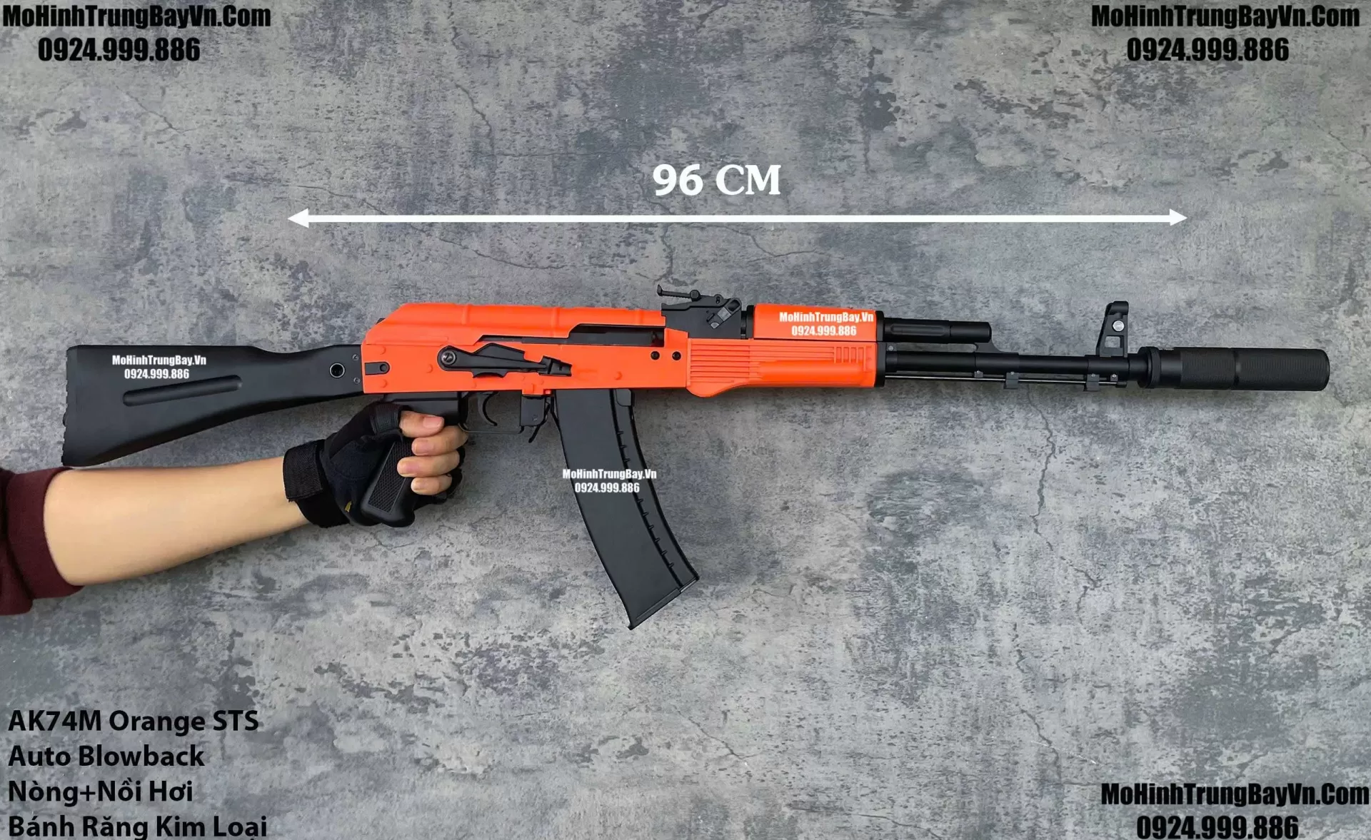 Súng Đạn Thạch AK74M Orange Blowback Bánh Răng Kim Loại Cực Mạnh Giá Rẻ AKS AK47 AK102 AKM AK74 AKU
