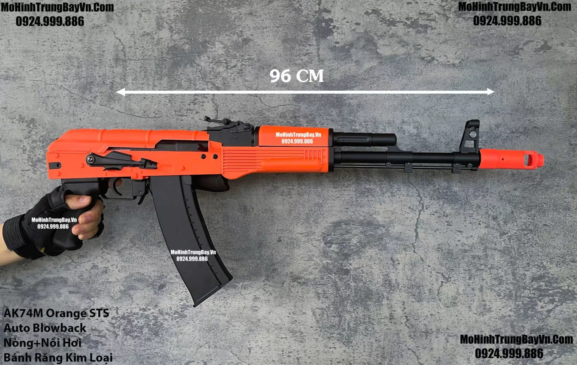 Súng Đạn Thạch AK74M Orange Blowback Bánh Răng Kim Loại Cực Mạnh Giá Rẻ AKS AK47 AK102 AKM AK74 AKU