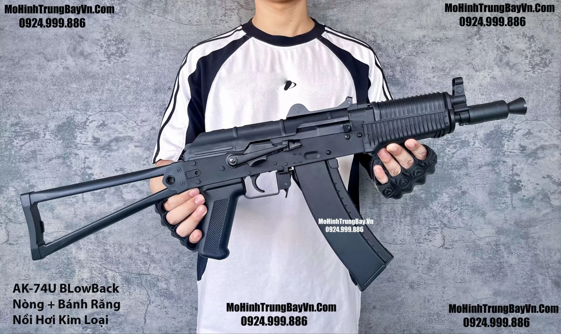 Súng Đạn Thạch AK74u Blowback Bánh Răng Kim Loại Cực Mạnh Giá Rẻ AKS AK47 AK102 AKM