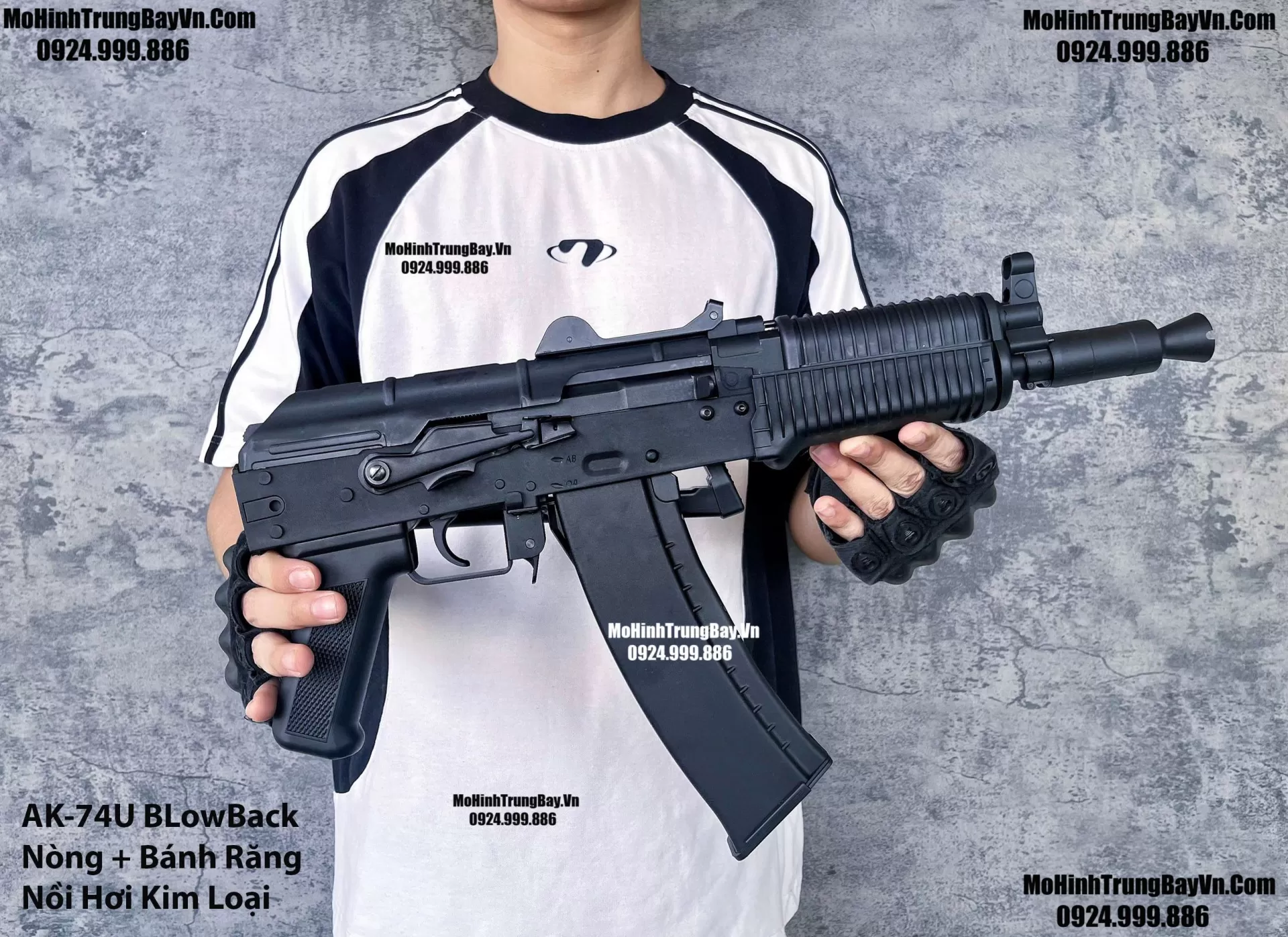 Súng Đạn Thạch AK74u Blowback Bánh Răng Kim Loại Cực Mạnh Giá Rẻ AKS AK47 AK102 AKM