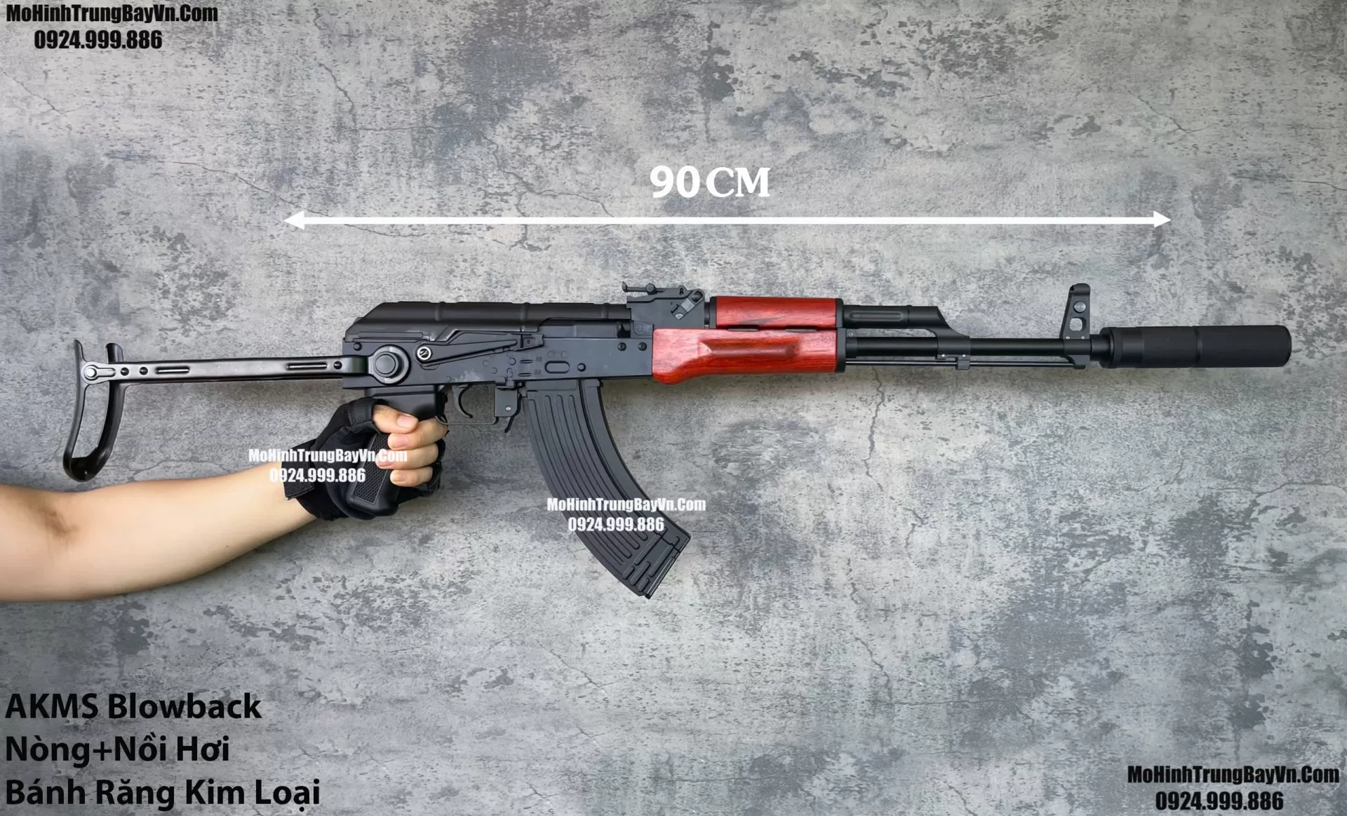 Súng Đạn Thạch AKMS Báng Xếp Blowback Bánh Răng Kim Loại AKS AK47 AK102 AKM AK74 AKU