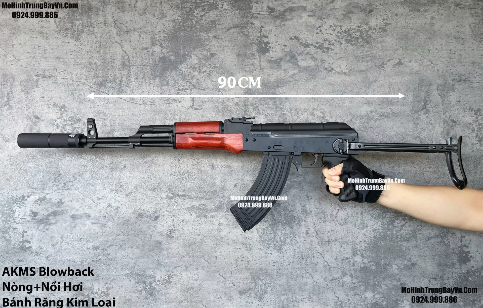 Súng Đạn Thạch AKMS Báng Xếp Blowback Bánh Răng Kim Loại AKS AK47 AK102 AKM AK74 AKU
