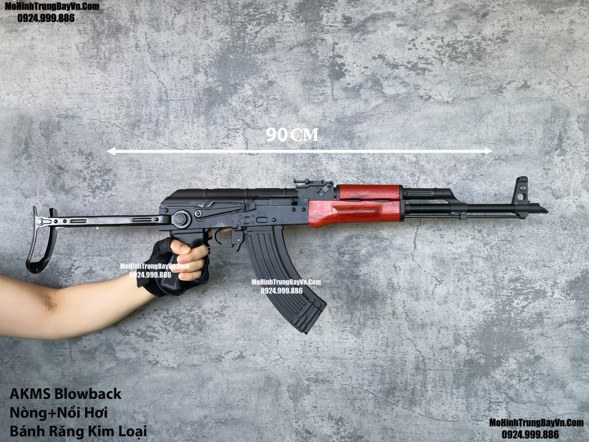Súng Đạn Thạch AKMS Báng Xếp Blowback Bánh Răng Kim Loại AKS AK47 AK102 AKM AK74 AKU