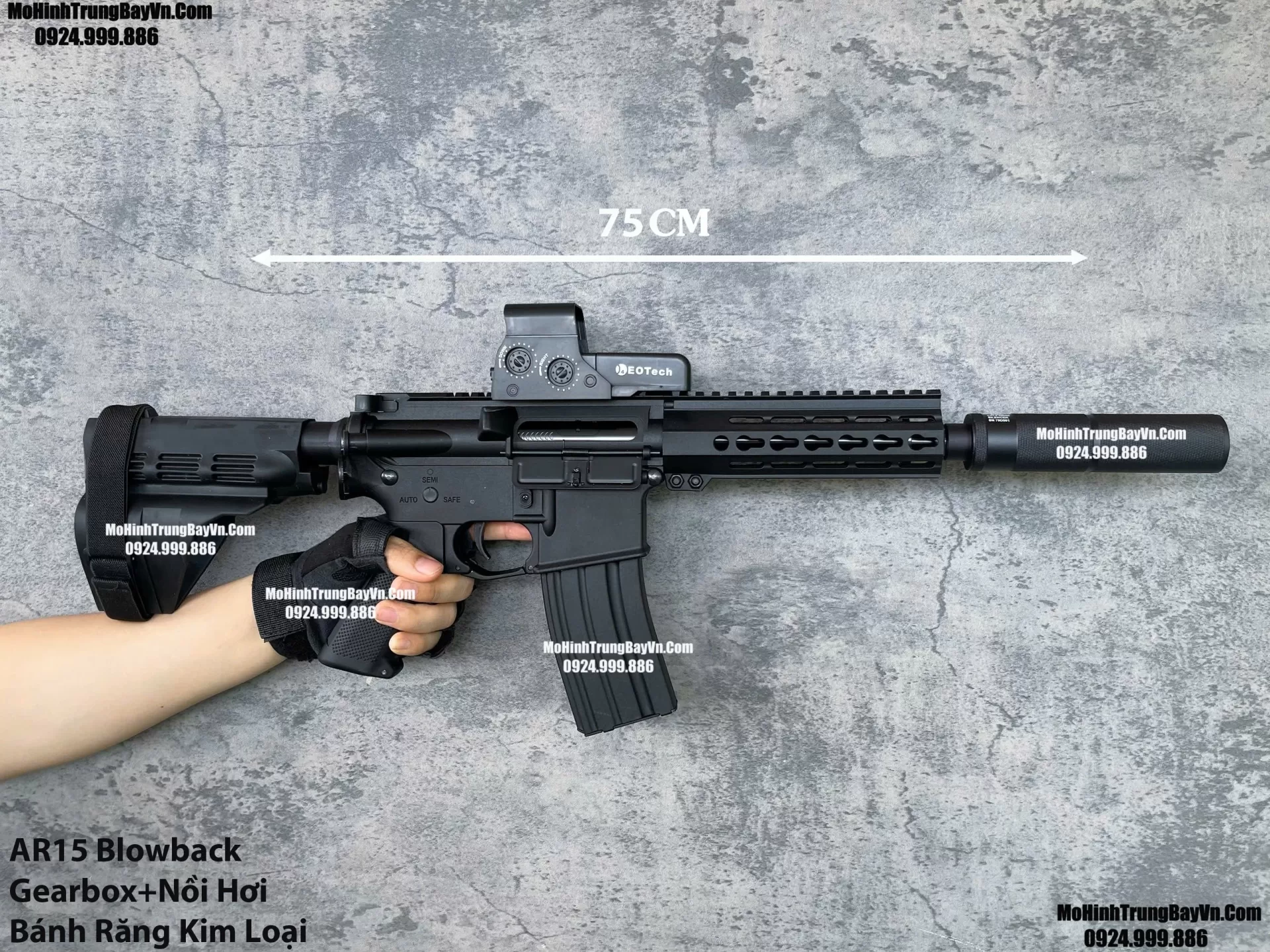 Súng Đạn Thạch AR15 Blowback  Bánh Răng Kim Loại Lực Cực Mạnh  M416 M4a1 M16 SLR Mohinhtrungbayvn Mohinhtrungbay.vn