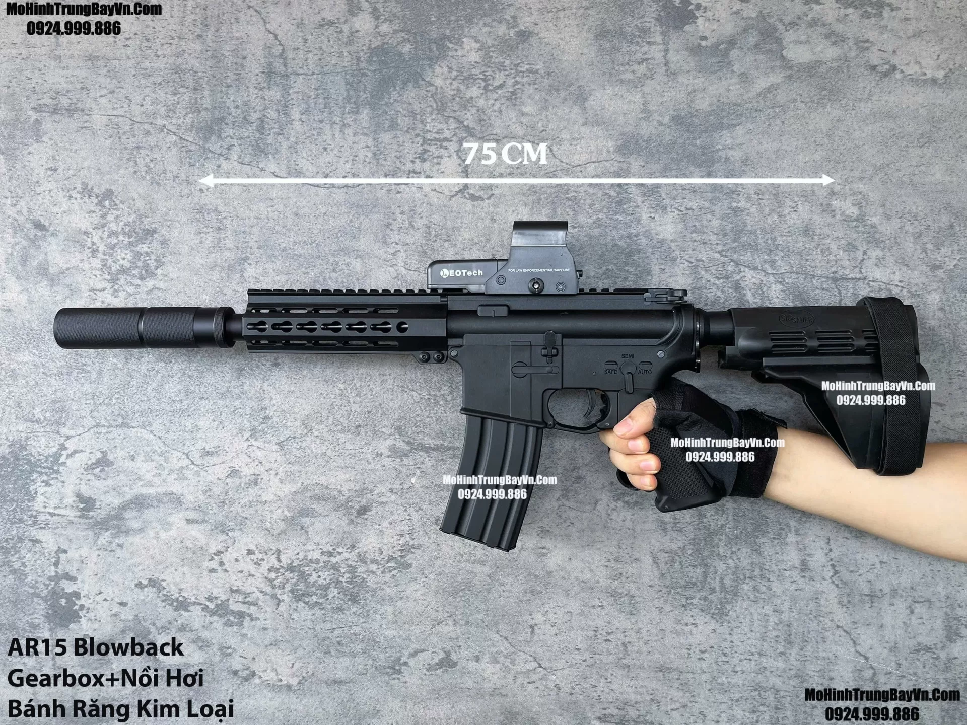 Súng Đạn Thạch AR15 Blowback  Bánh Răng Kim Loại Lực Cực Mạnh  M416 M4a1 M16 SLR Mohinhtrungbayvn Mohinhtrungbay.vn
