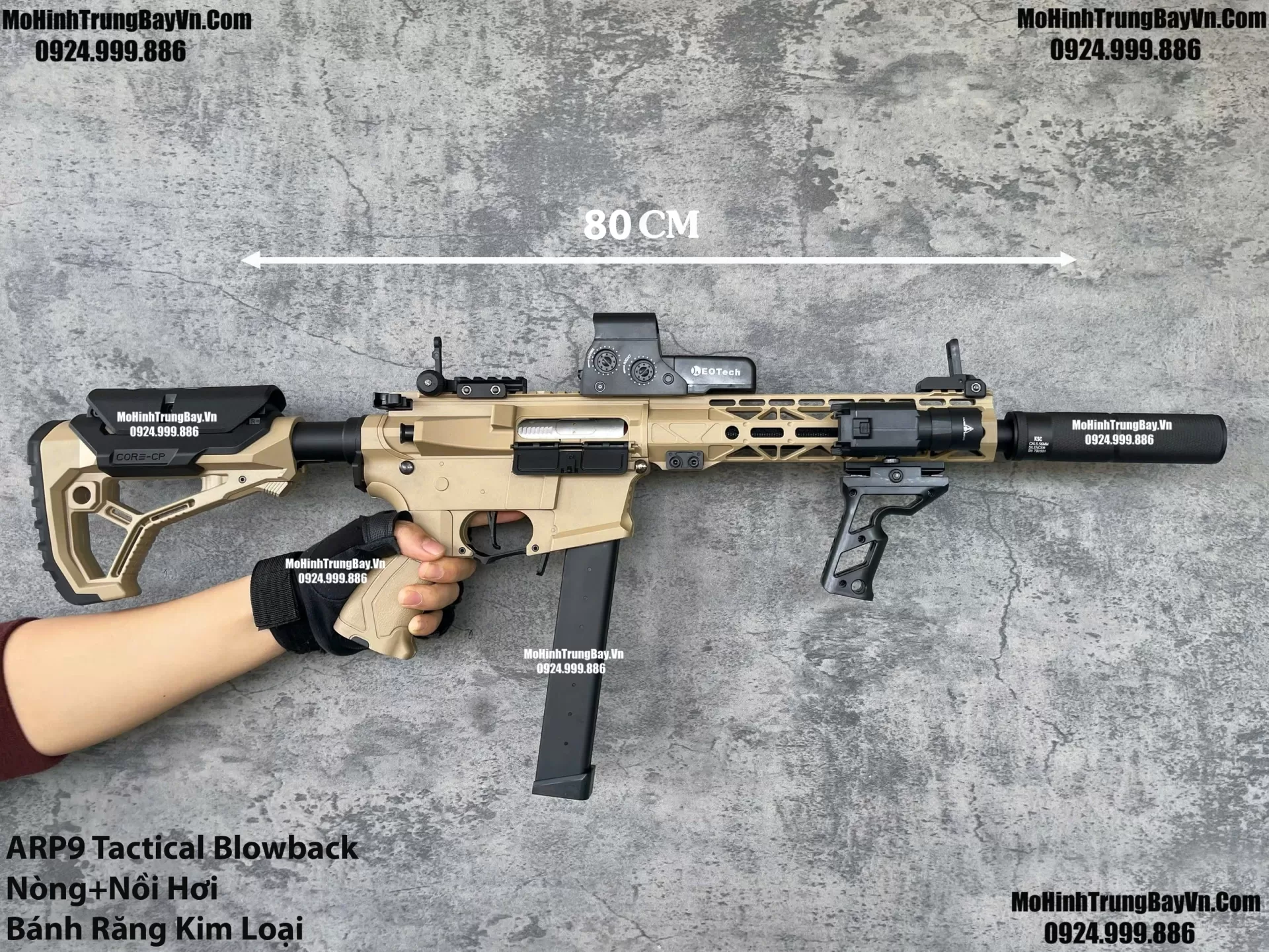 Súng Đạn Thạch SMG Arp9 Long Tactical Màu Cát Bánh Răng Kim Loại Cực Chiến Mohinhtrungbay Mohinhtrungbay.vn