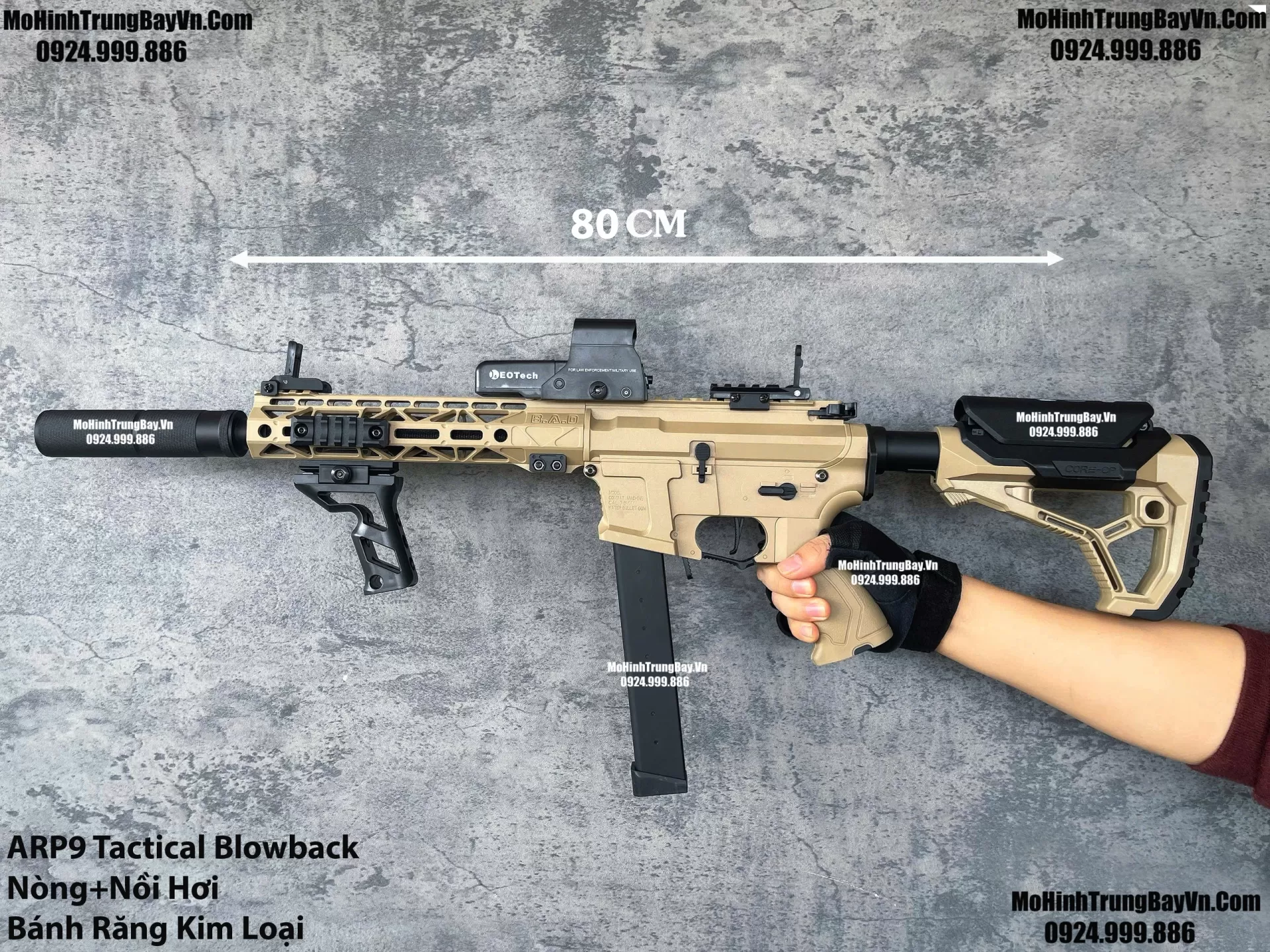 Súng Đạn Thạch SMG Arp9 Long Tactical Màu Cát Bánh Răng Kim Loại Cực Chiến Mohinhtrungbay Mohinhtrungbay.vn