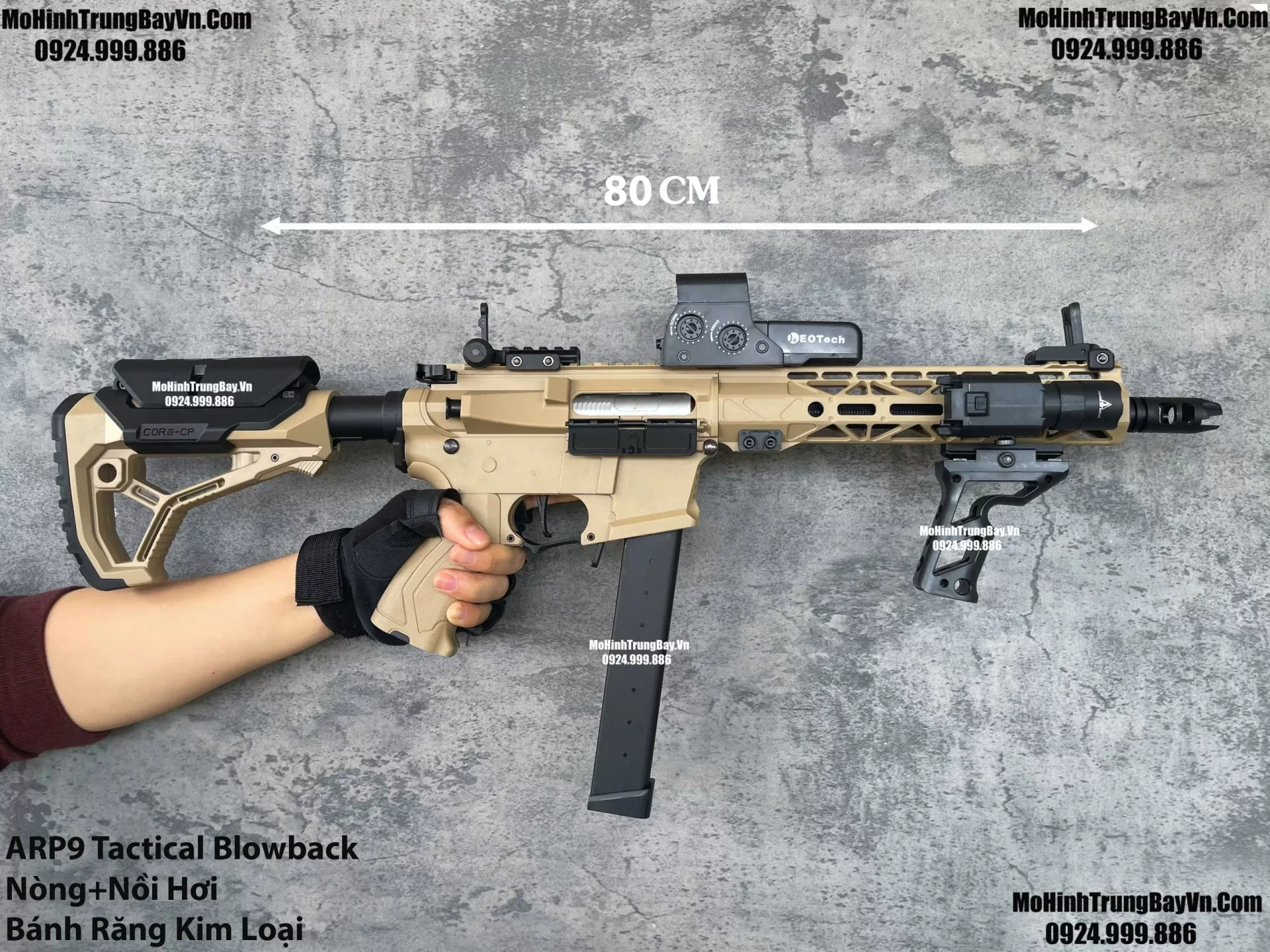 Súng Đạn Thạch SMG Arp9 Long Tactical Màu Cát Bánh Răng Kim Loại Cực Chiến Mohinhtrungbay Mohinhtrungbay.vn