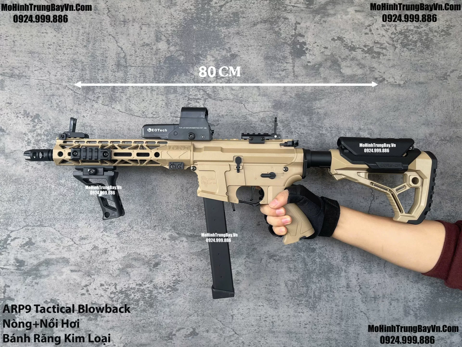 Súng Đạn Thạch SMG Arp9 Long Tactical Màu Cát Bánh Răng Kim Loại Cực Chiến Mohinhtrungbay Mohinhtrungbay.vn