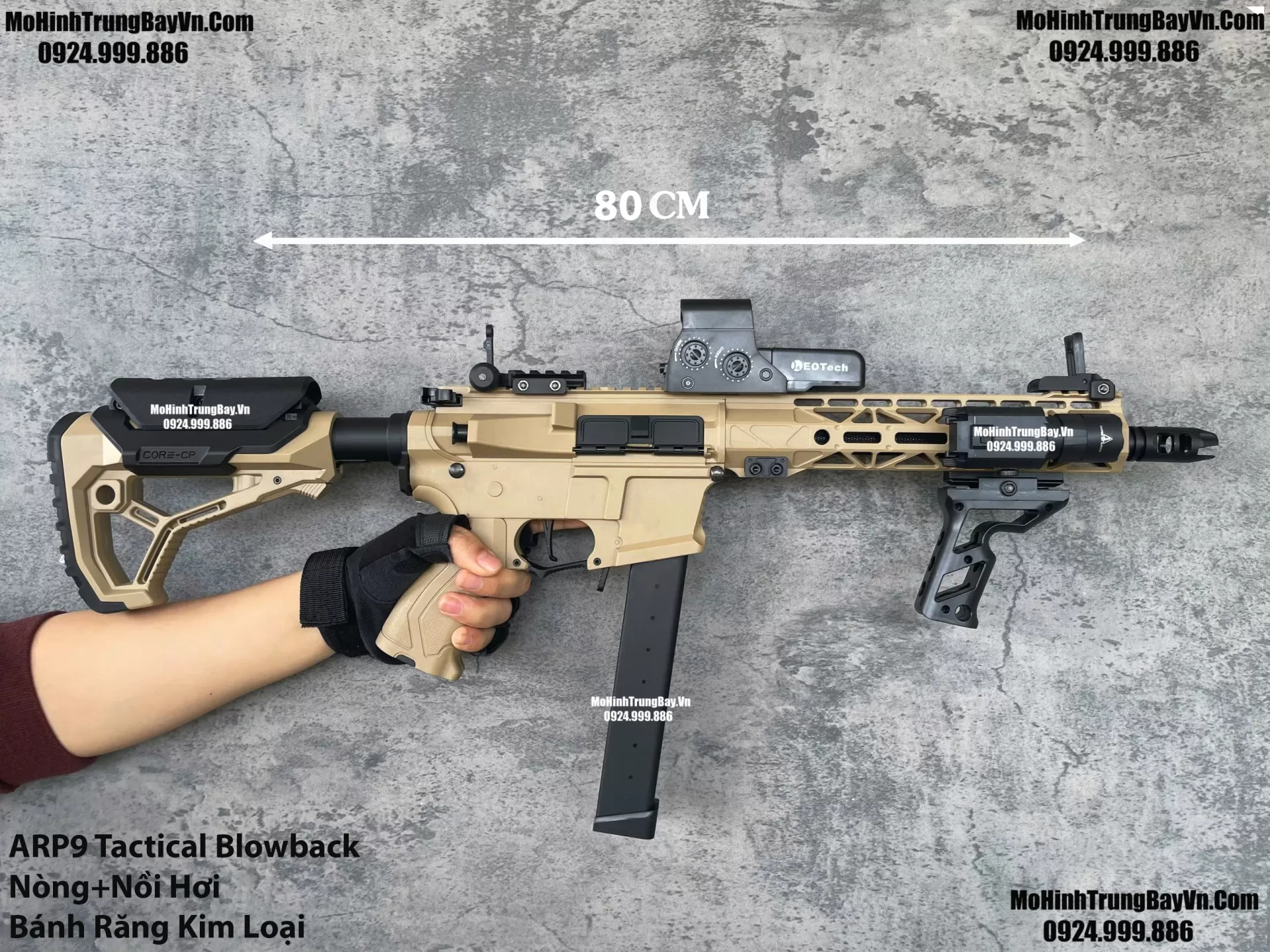 Súng Đạn Thạch SMG Arp9 Long Tactical Màu Cát Bánh Răng Kim Loại Cực Chiến Mohinhtrungbay Mohinhtrungbay.vn