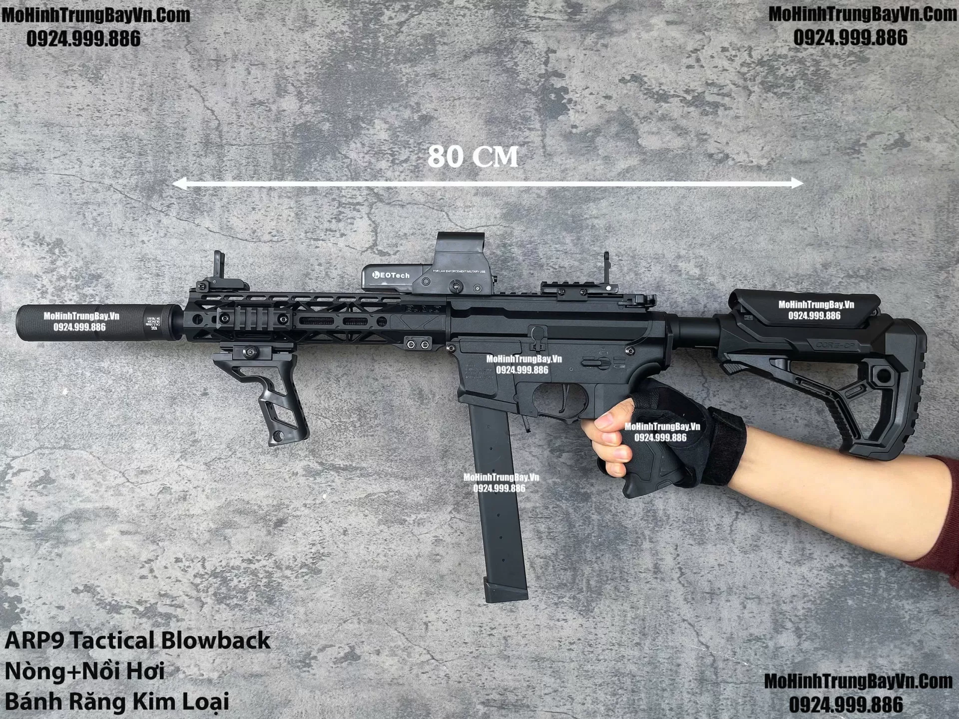 Súng Đạn Thạch SMG Arp9 Long Tactical Đen Bánh Răng Kim Loại Cực Chiến Mohinhtrungbay Mohinhtrungbay.vn