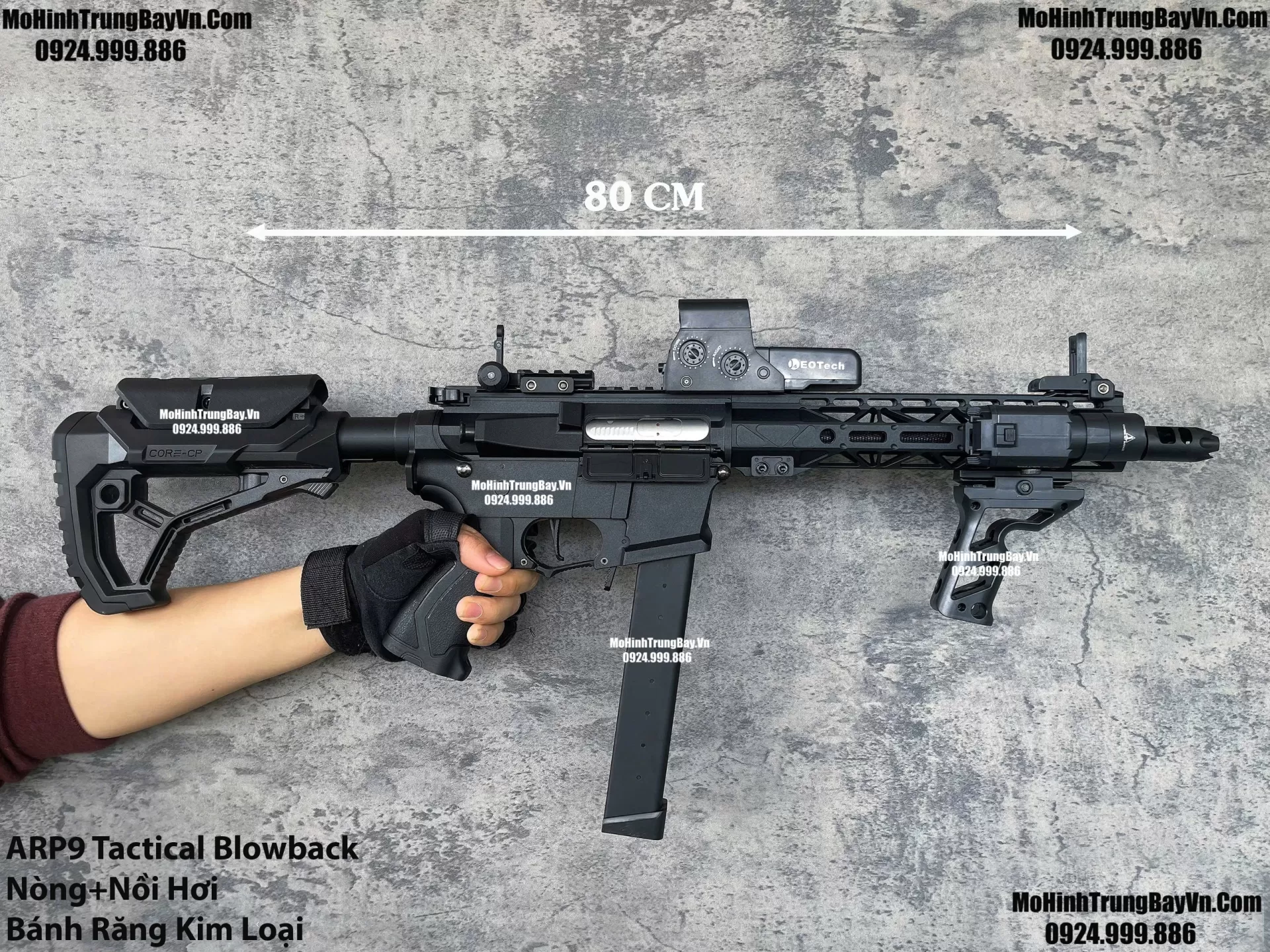 Súng Đạn Thạch SMG Arp9 Long Tactical Đen Bánh Răng Kim Loại Cực Chiến Mohinhtrungbay Mohinhtrungbay.vn