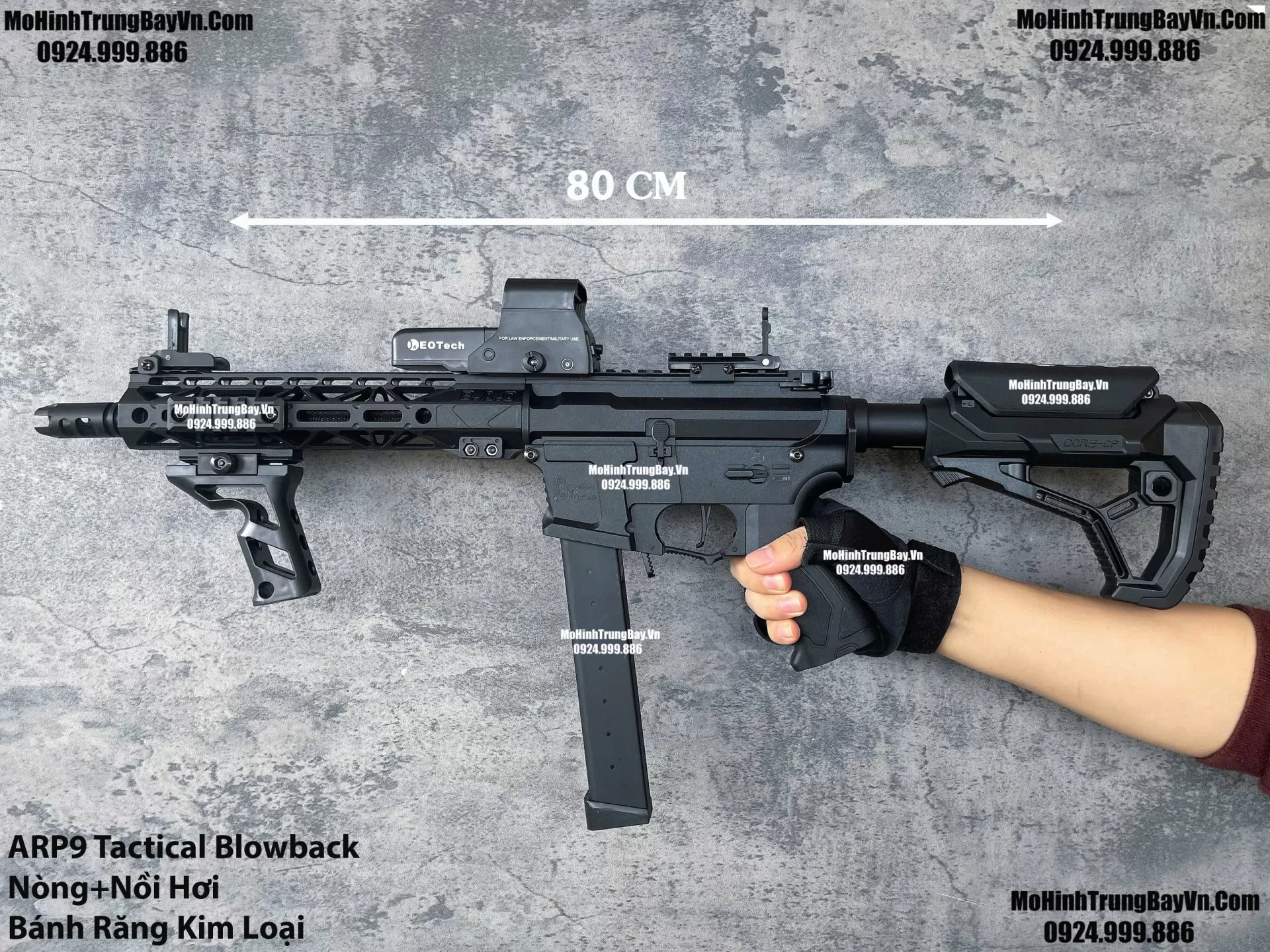Súng Đạn Thạch SMG Arp9 Long Tactical Đen Bánh Răng Kim Loại Cực Chiến Mohinhtrungbay Mohinhtrungbay.vn