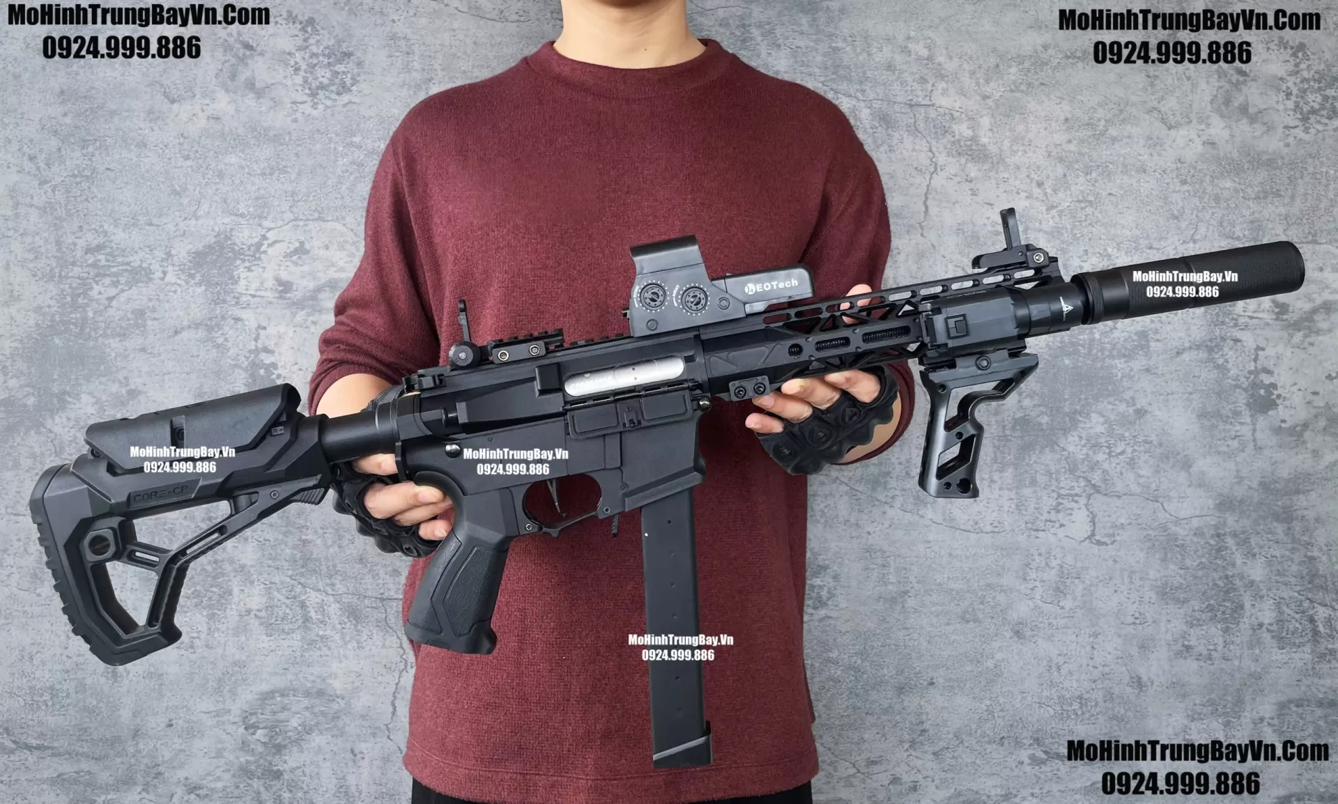 Súng Đạn Thạch SMG Arp9 Long Tactical Đen Bánh Răng Kim Loại Cực Chiến Mohinhtrungbay Mohinhtrungbay.vn