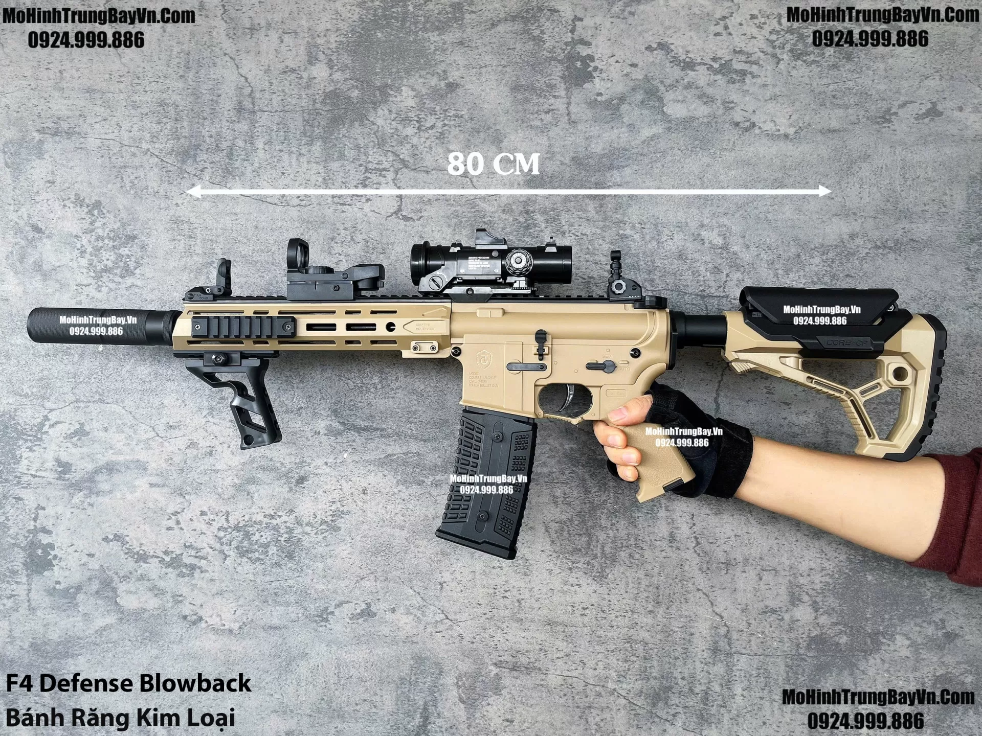 Súng Đạn Thạch F4 Defense Màu Cát  Bánh Răng Kim Loại Giá Rẻ m416 hk416 M4a1 Mohinhtrungbay Mohinhtrungbay.vn