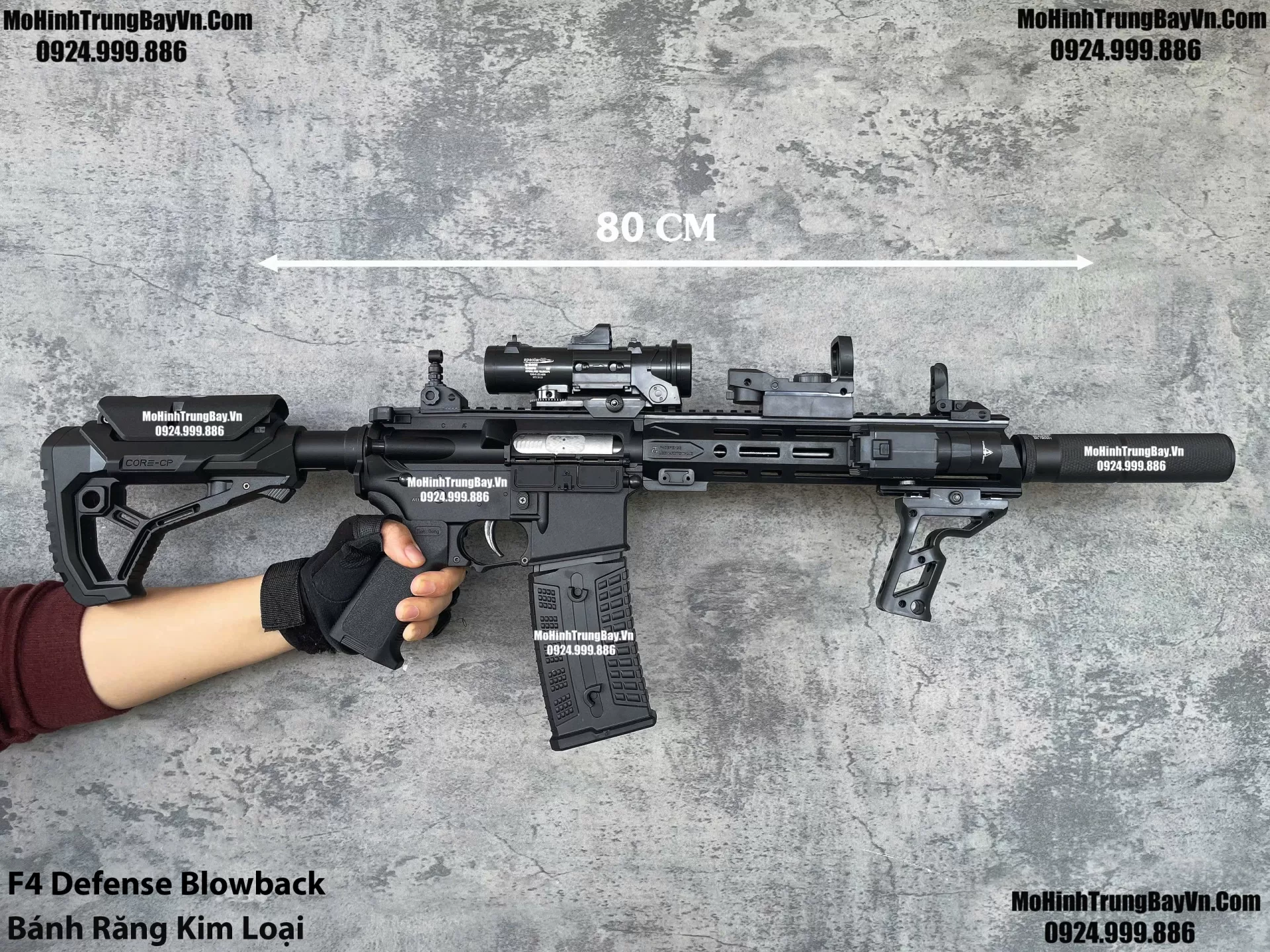 Súng Đạn Thạch F4 Defense Đen Bánh Răng Kim Loại Giá Rẻ m416 hk416 M4a1 Mohinhtrungbayvn Mohinhtrungbay.vn