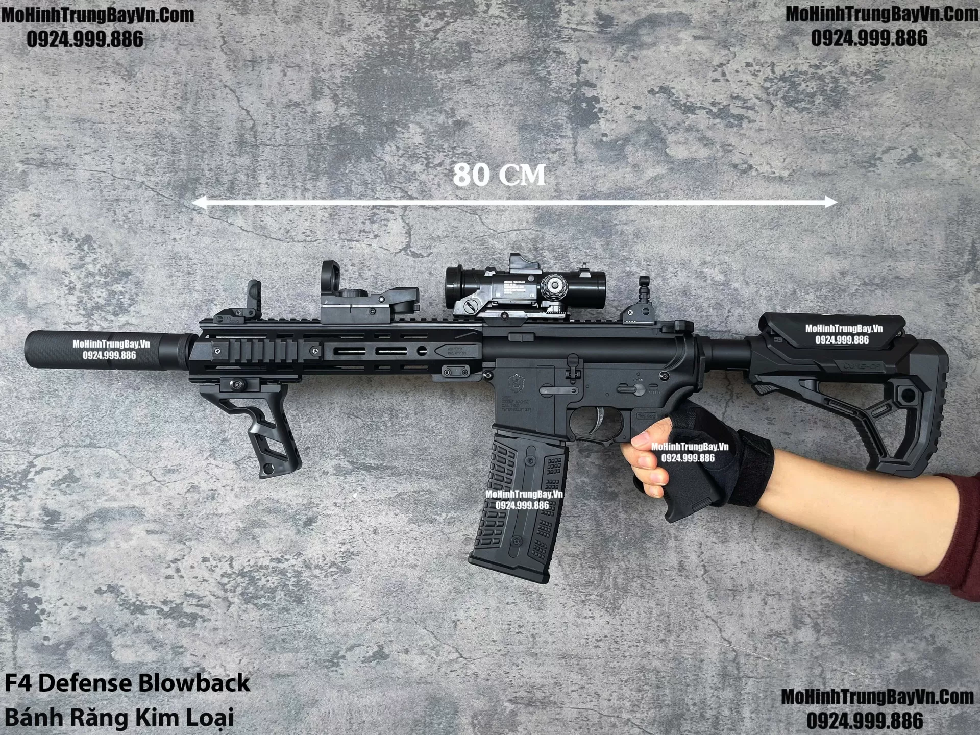 Súng Đạn Thạch F4 Defense Đen Bánh Răng Kim Loại Giá Rẻ m416 hk416 M4a1 Mohinhtrungbayvn Mohinhtrungbay.vn