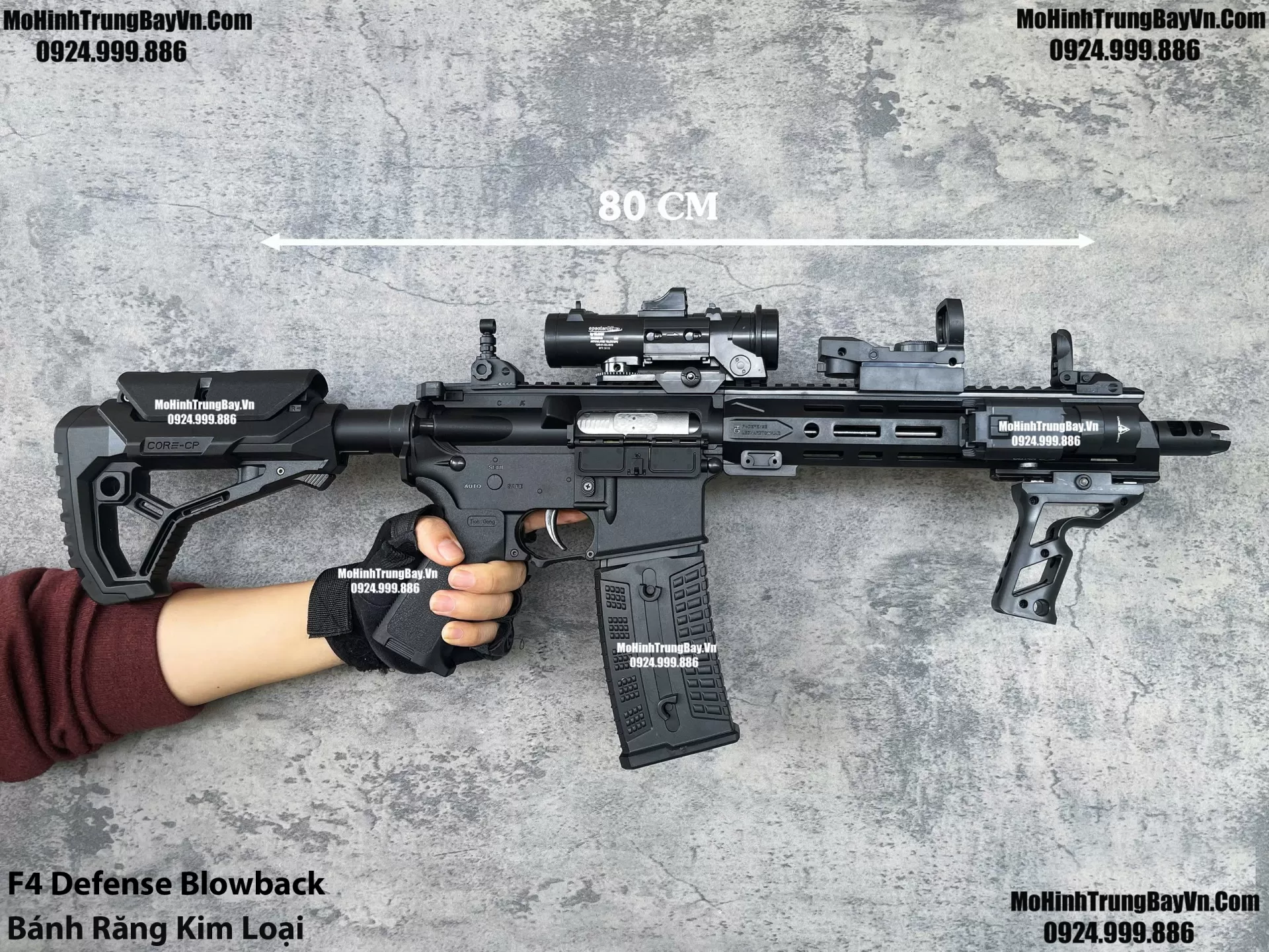 Súng Đạn Thạch F4 Defense Đen Bánh Răng Kim Loại Giá Rẻ m416 hk416 M4a1 Mohinhtrungbayvn Mohinhtrungbay.vn
