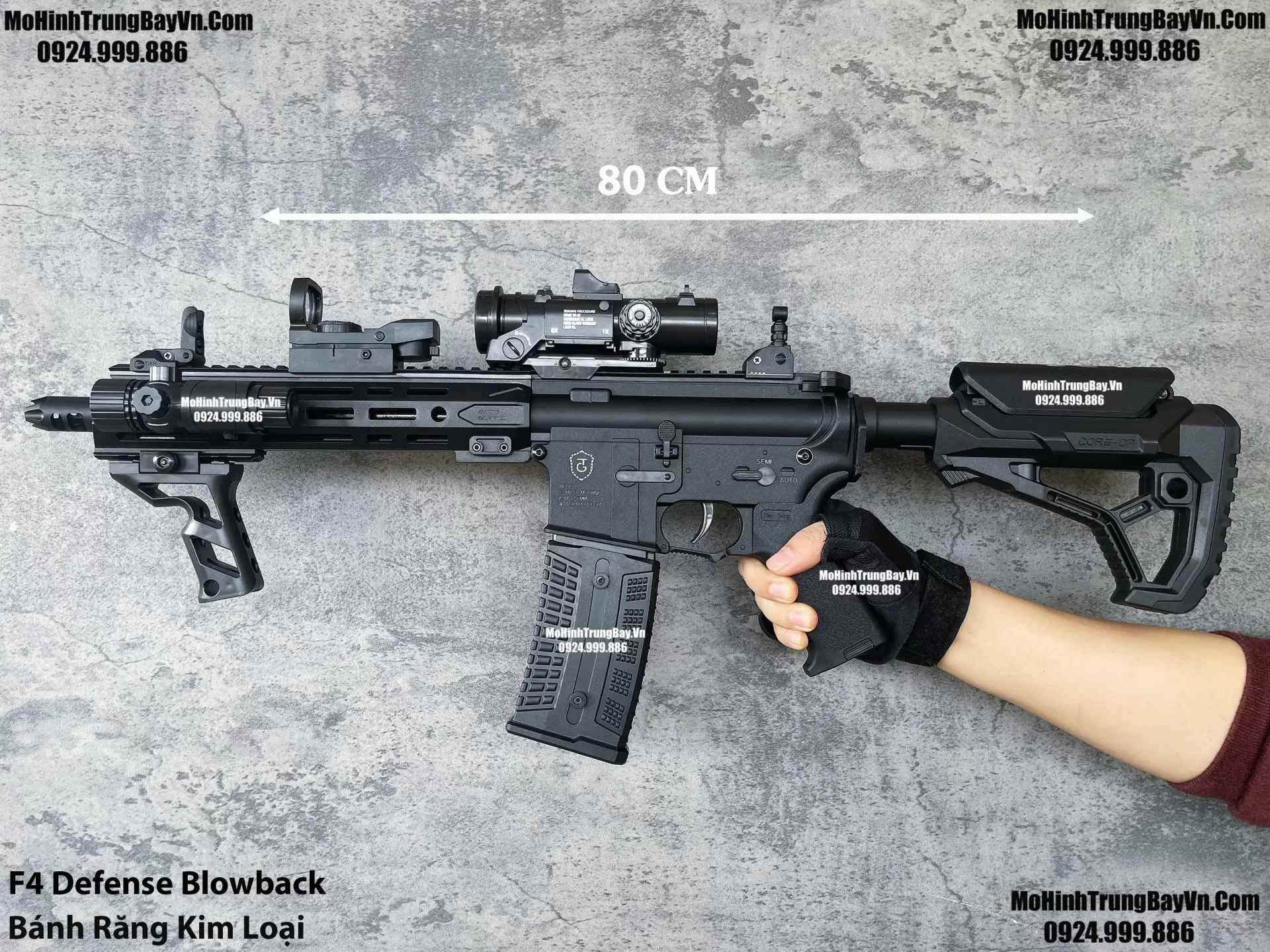 Súng Đạn Thạch F4 Defense Đen Bánh Răng Kim Loại Giá Rẻ m416 hk416 M4a1 Mohinhtrungbayvn Mohinhtrungbay.vn