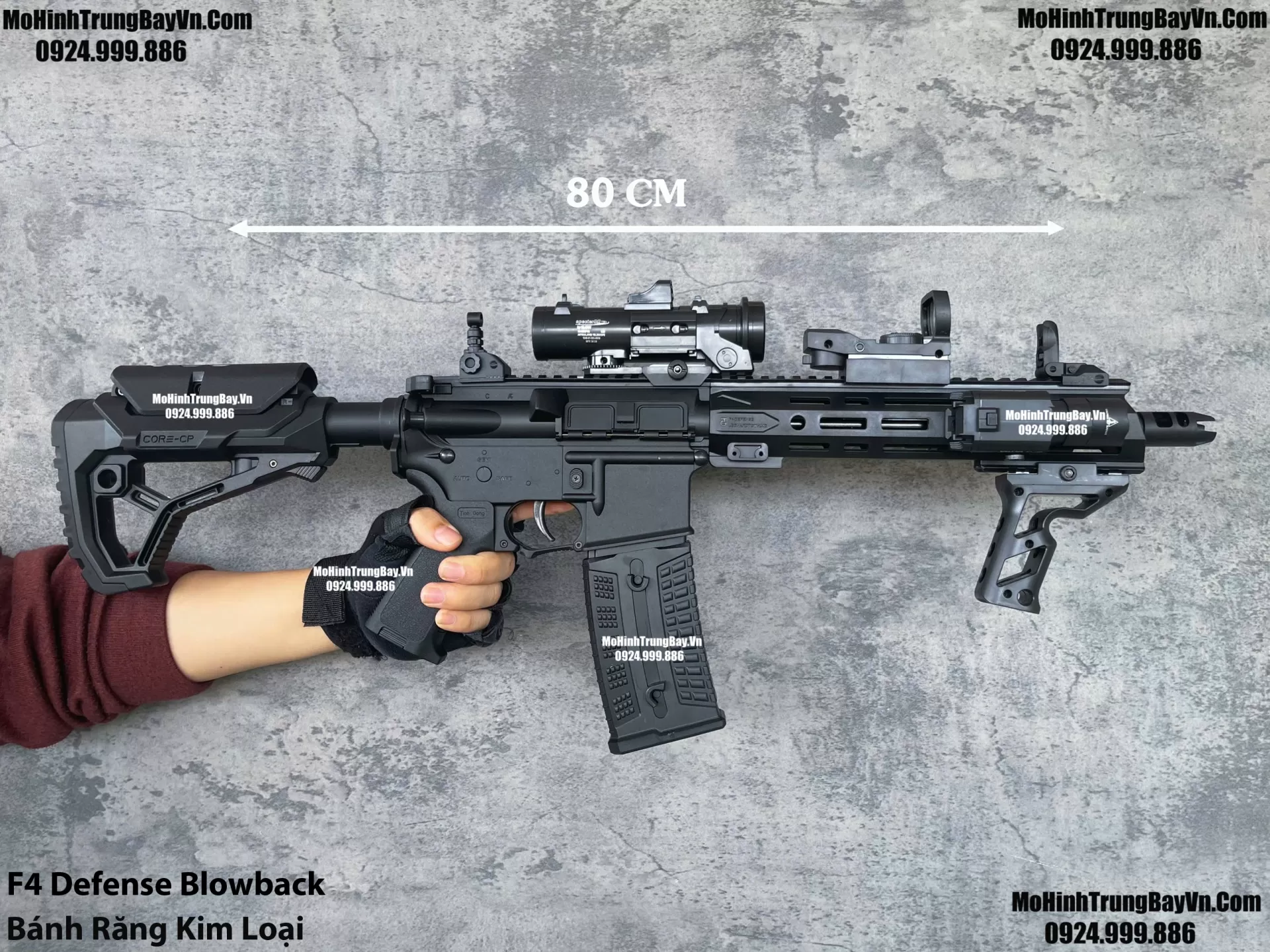 Súng Đạn Thạch F4 Defense Đen Bánh Răng Kim Loại Giá Rẻ m416 hk416 M4a1 Mohinhtrungbayvn Mohinhtrungbay.vn