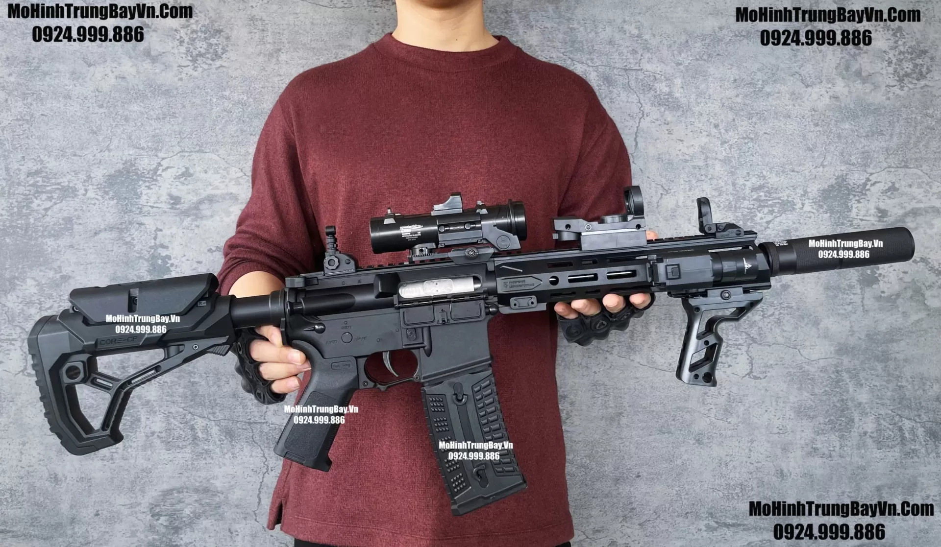 Súng Đạn Thạch F4 Defense Đen Bánh Răng Kim Loại Giá Rẻ m416 hk416 M4a1 Mohinhtrungbayvn Mohinhtrungbay.vn