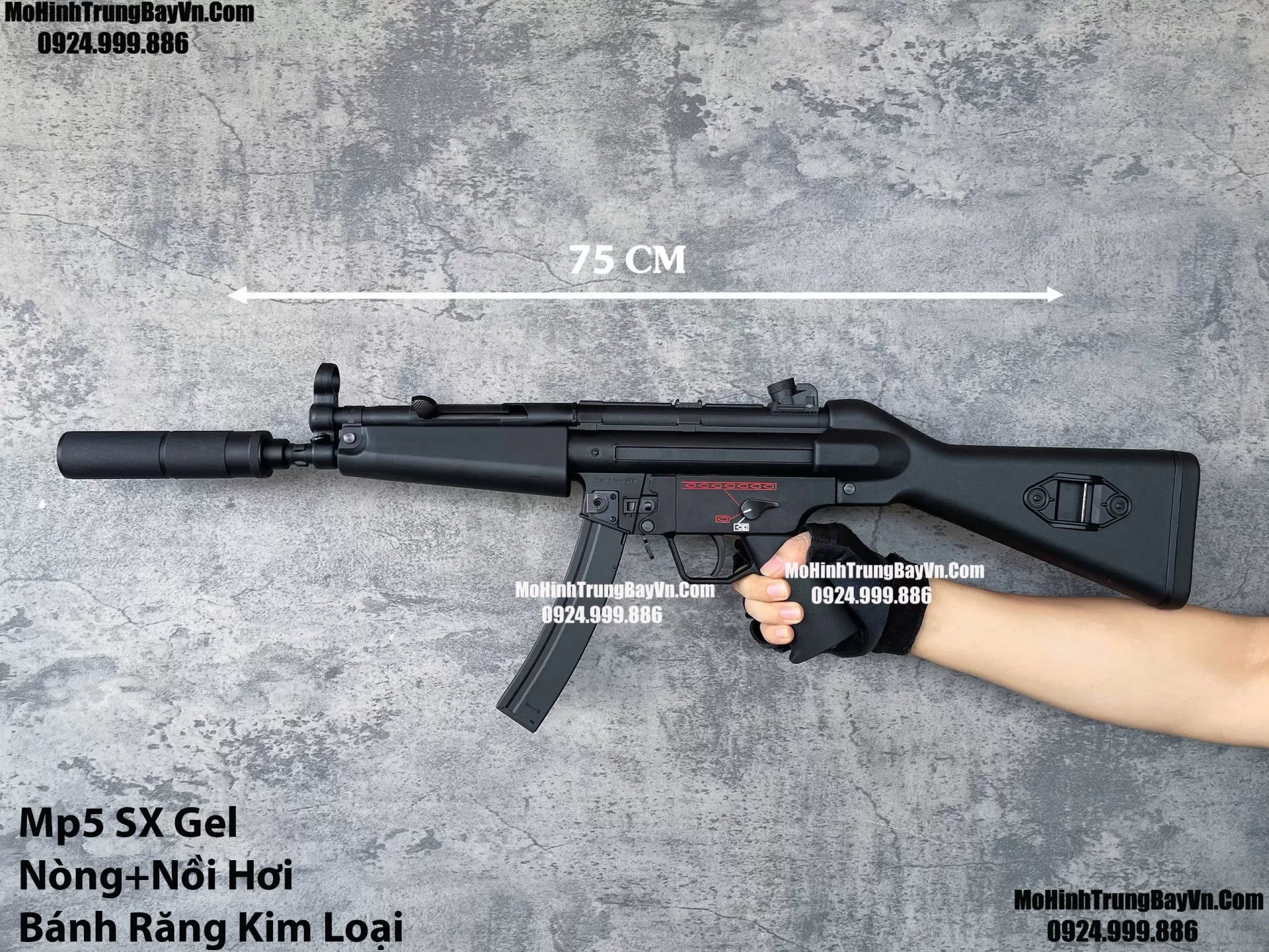 Súng Đạn Thạch SMG Mp5SD Shunxin Blowback  Bánh Răng Kim Loại  Sấy Nhanh MP5k MP5 Mp5
