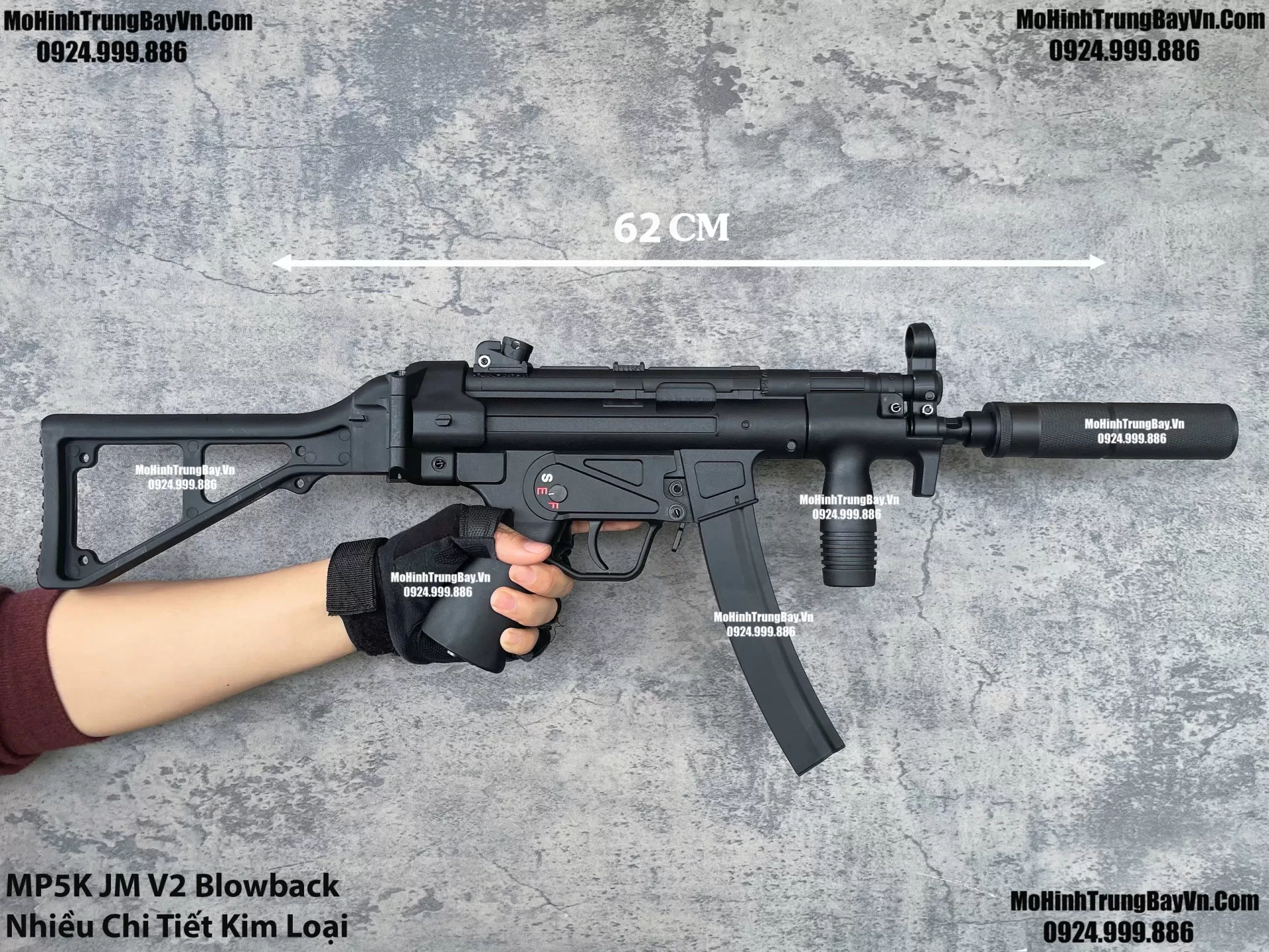 Súng Đạn Thạch SMG Mp5K Jiming V2.0 Blowback Bánh Răng Kim Loại Cực Mạnh Sấy Nhanh Mp5