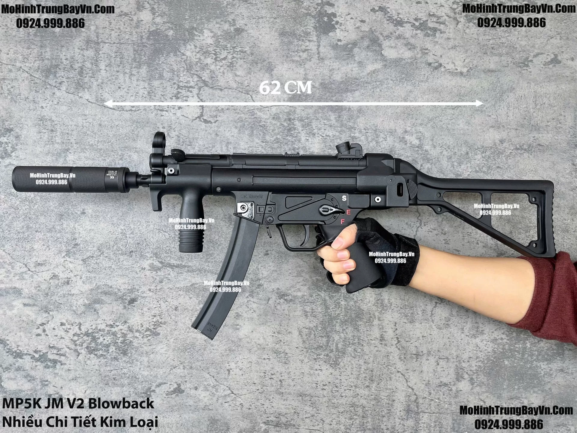 Súng Đạn Thạch SMG Mp5K Jiming V2.0 Blowback Bánh Răng Kim Loại Cực Mạnh Sấy Nhanh Mp5