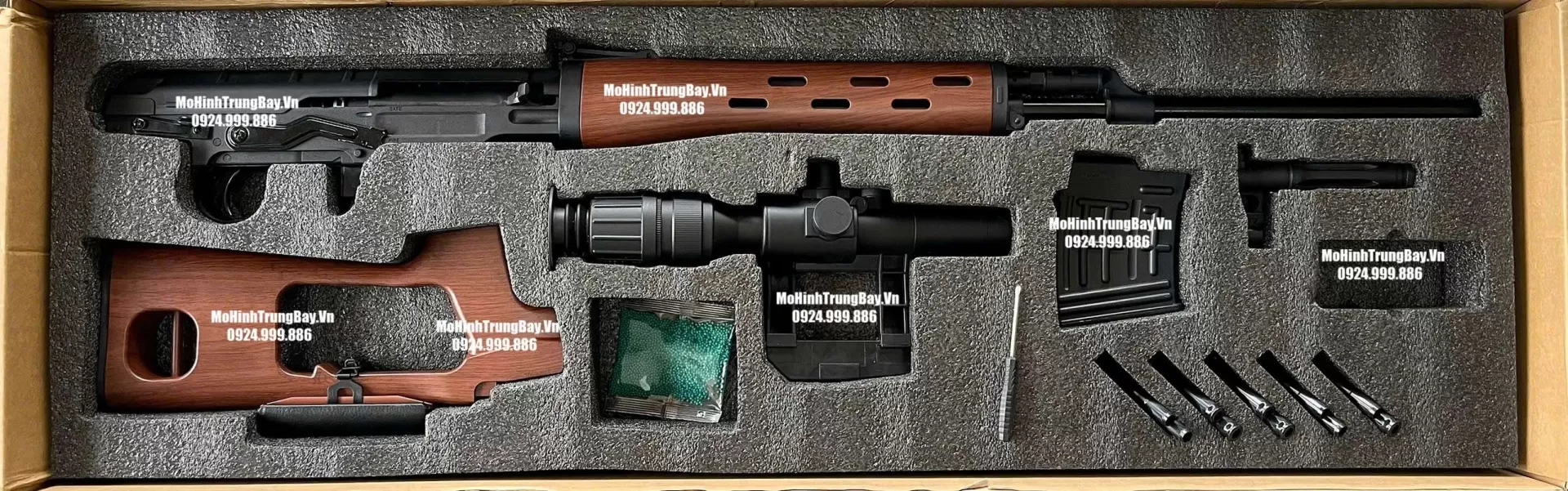Súng Đạn Thạch Sniper SVD  Dragunov  130cm Nâu Gỗ Văng Shell Cao Cấp
