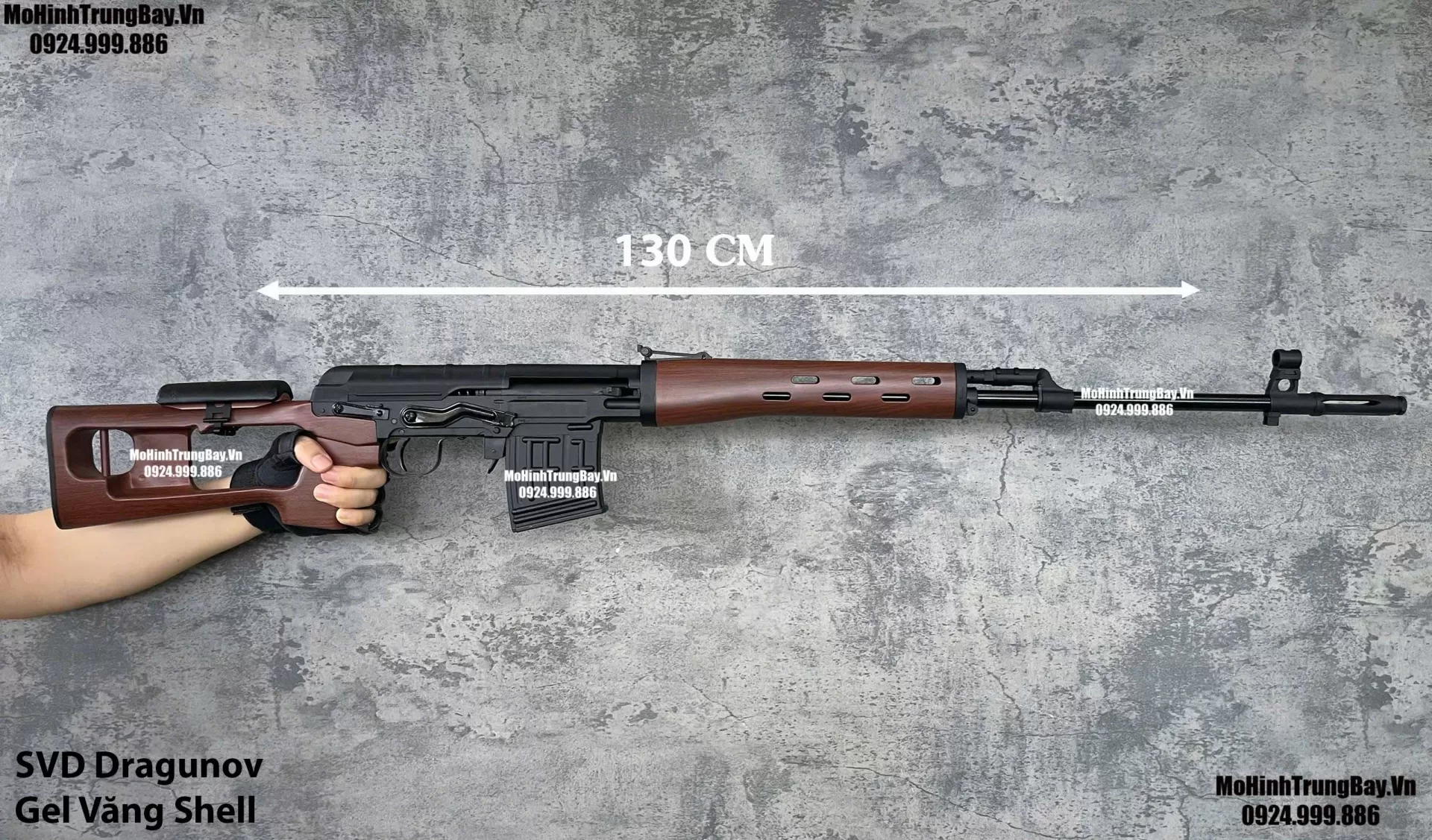 Súng Đạn Thạch Sniper SVD  Dragunov  130cm Nâu Gỗ Văng Shell Cao Cấp
