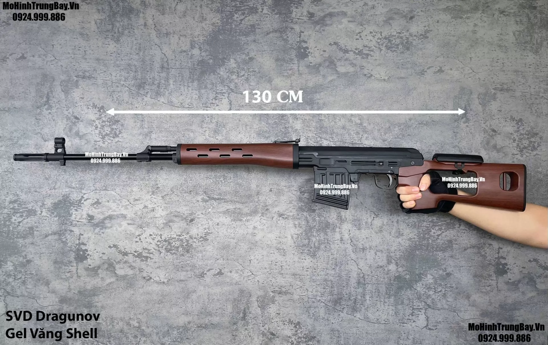 Súng Đạn Thạch Sniper SVD  Dragunov  130cm Nâu Gỗ Văng Shell Cao Cấp