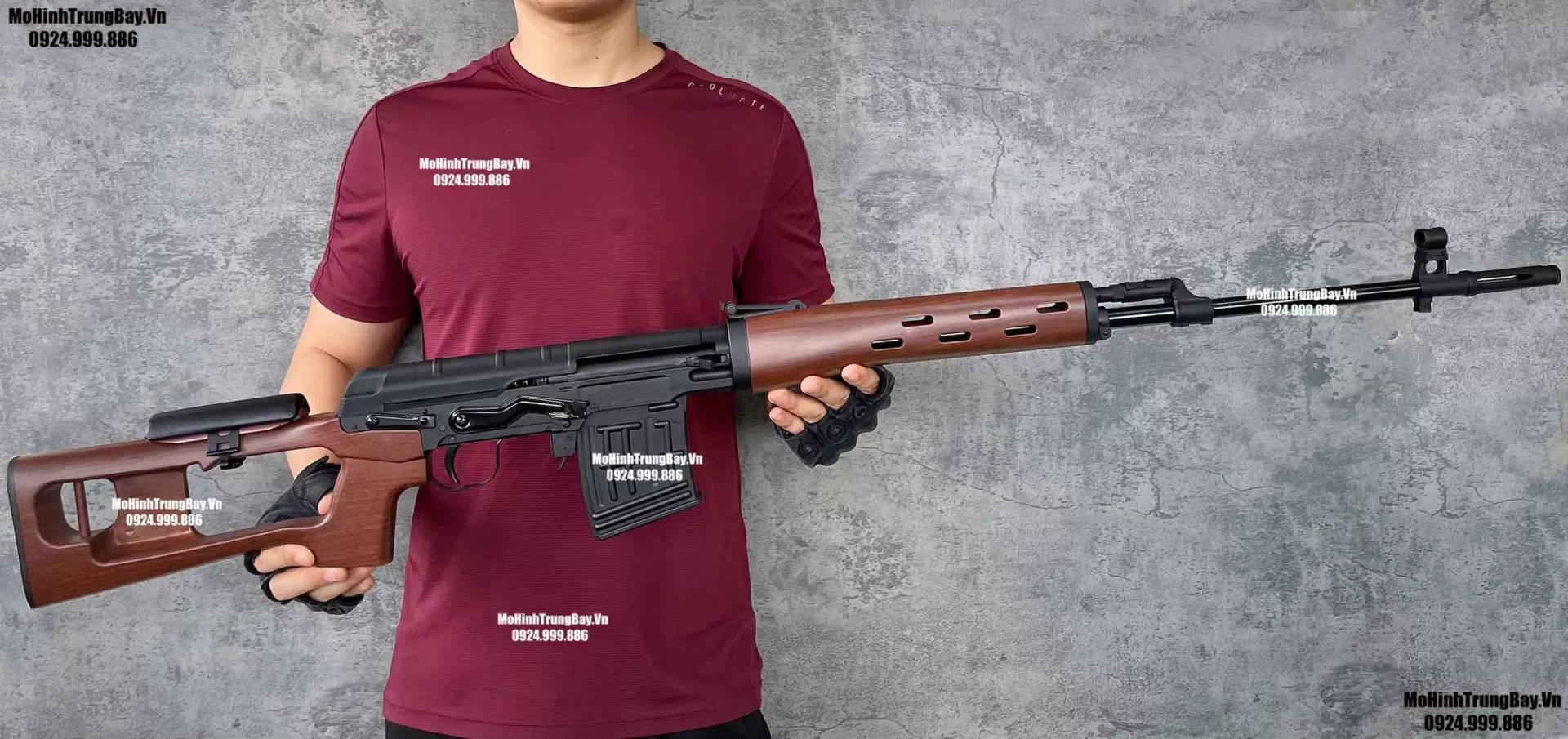 Súng Đạn Thạch Sniper SVD  Dragunov  130cm Nâu Gỗ Văng Shell Cao Cấp