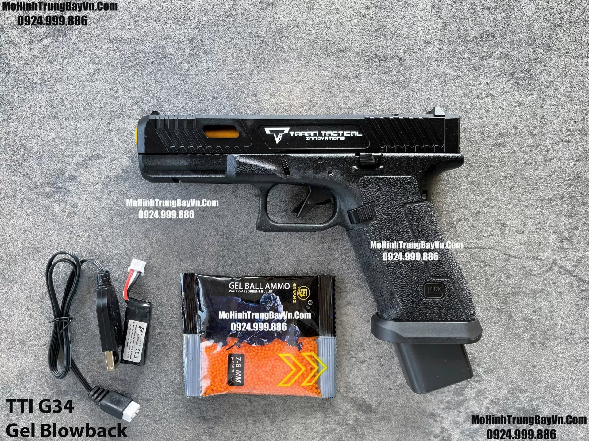 Súng Lục Đạn Thạch TTI G34 Điện Màu Đen Auto Blowback Phiên Bản Cao Cấp Glock17 Mohinhtrungbay Mohinhtrungbay.vn (1)