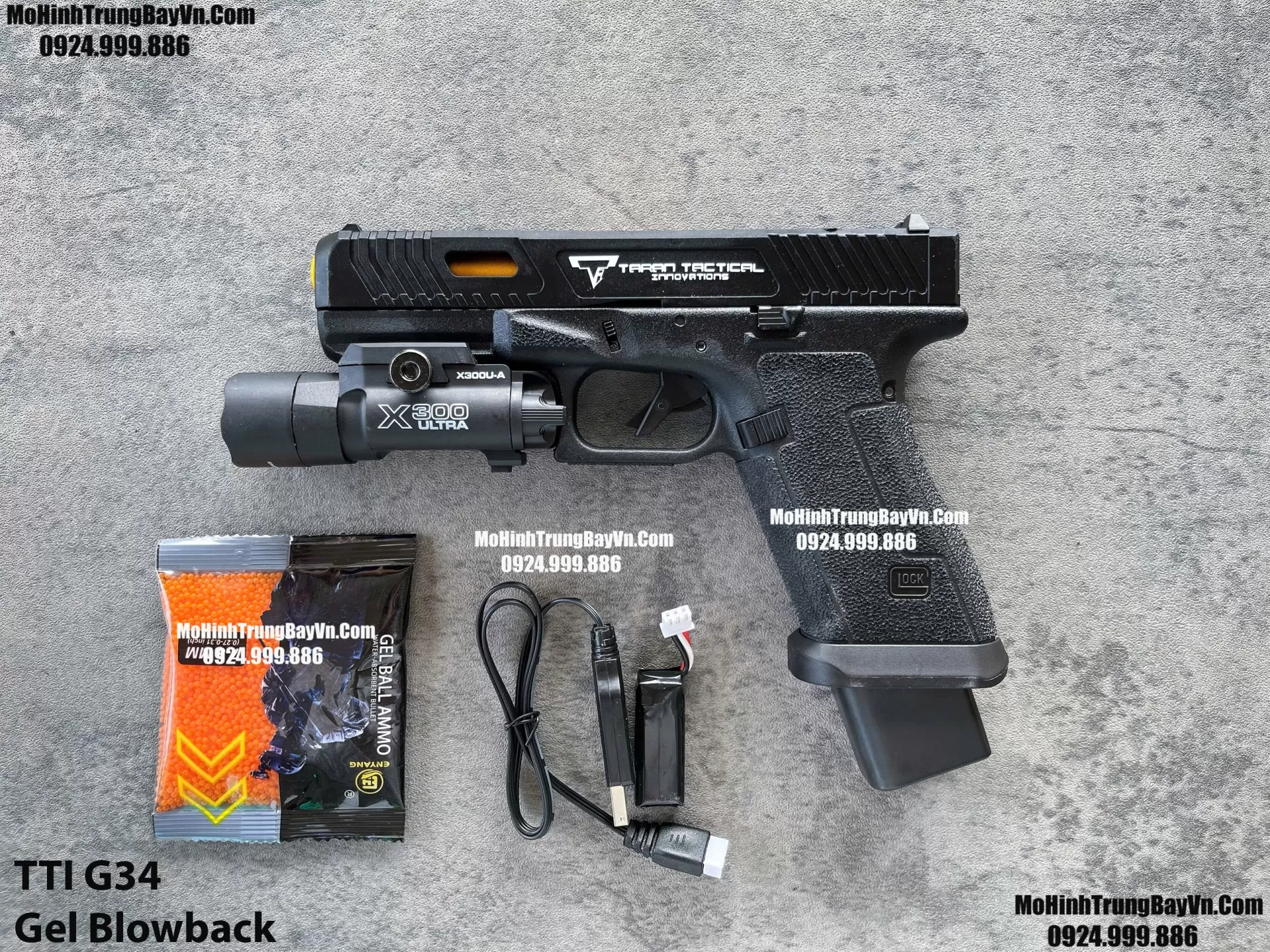 Súng Lục Đạn Thạch TTI G34 Điện Màu Đen Auto Blowback Phiên Bản Cao Cấp Glock17 Mohinhtrungbay Mohinhtrungbay.vn (1)