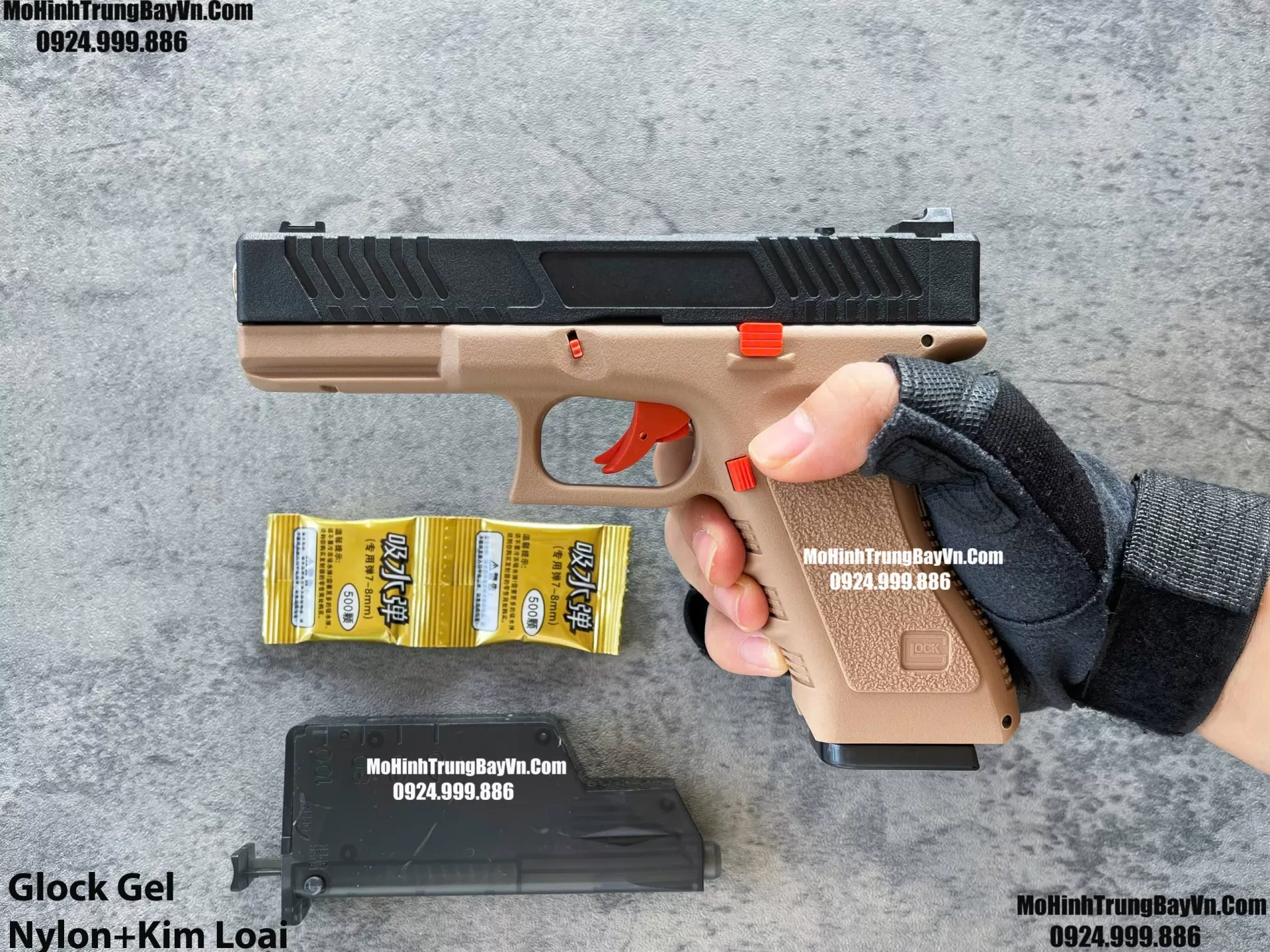 Súng Lục Đạn Thạch Glock Cát  Cắc Bụp Kéo Slide Full Nylon Nòng Kim Loại Cực Nặng Tay Piston Mohinhtrungbay Mohinhtrungbay.vn (1)