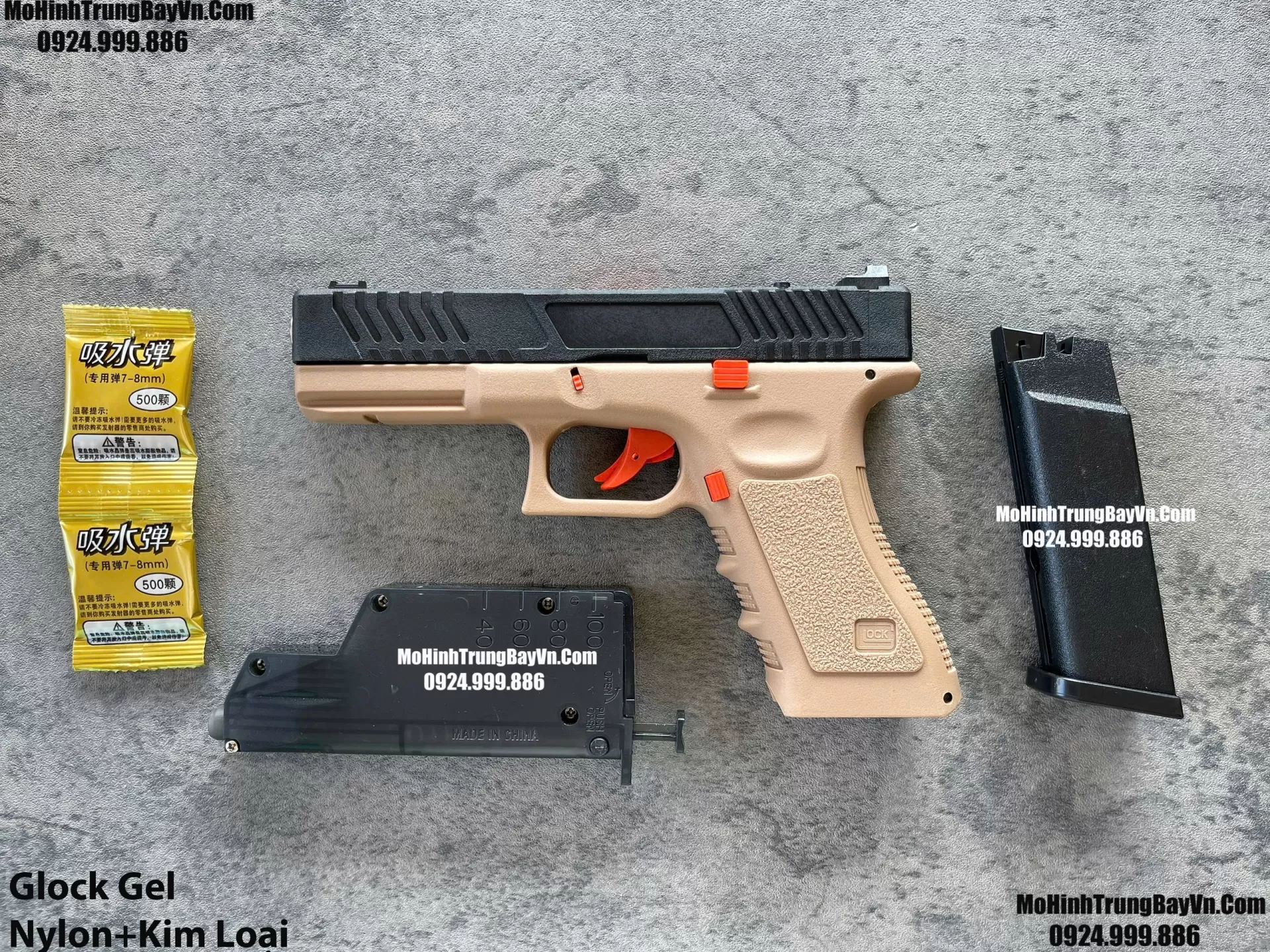 Súng Lục Đạn Thạch Glock Cát  Cắc Bụp Kéo Slide Full Nylon Nòng Kim Loại Cực Nặng Tay Piston Mohinhtrungbay Mohinhtrungbay.vn (1)